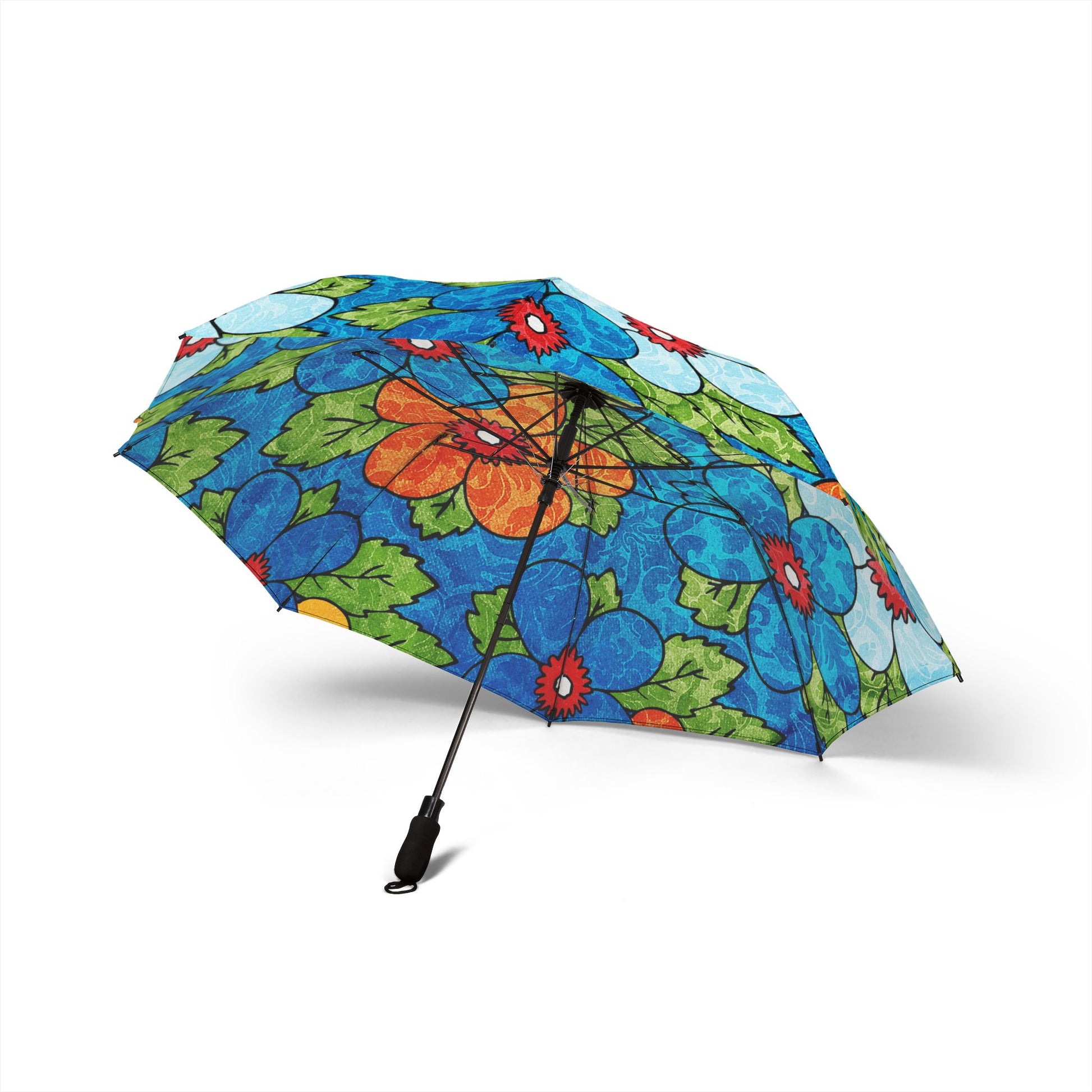 Blue Orange Groovy Semi-Automatic Foldable Umbrella, Artsulli - Art is Long, Life is Short, Accessories, , , , , , , 