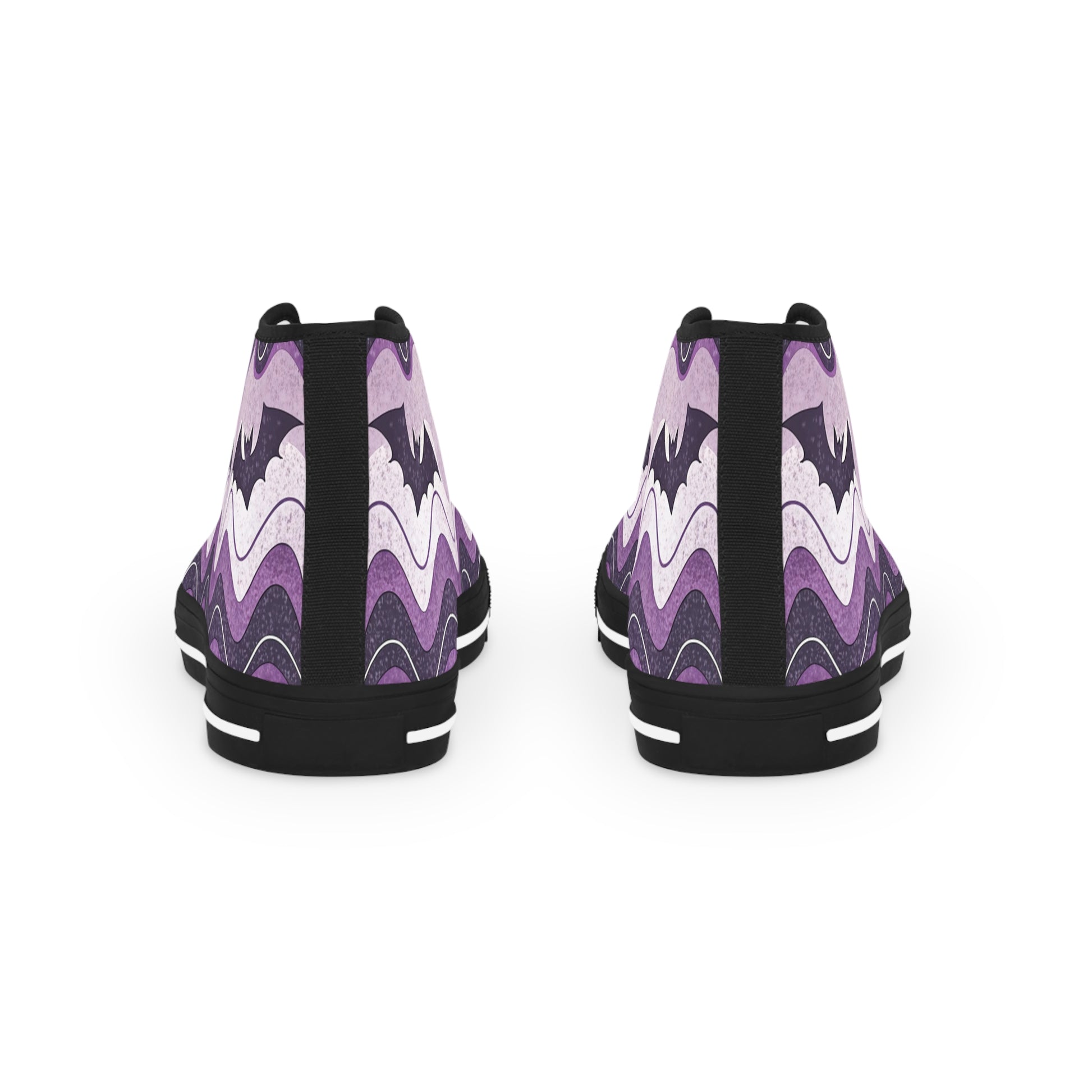Bat Wave Purple Men's High Top Sneakers, Artsulli - Art is Long, Life is Short, Shoes, , , , , , , 