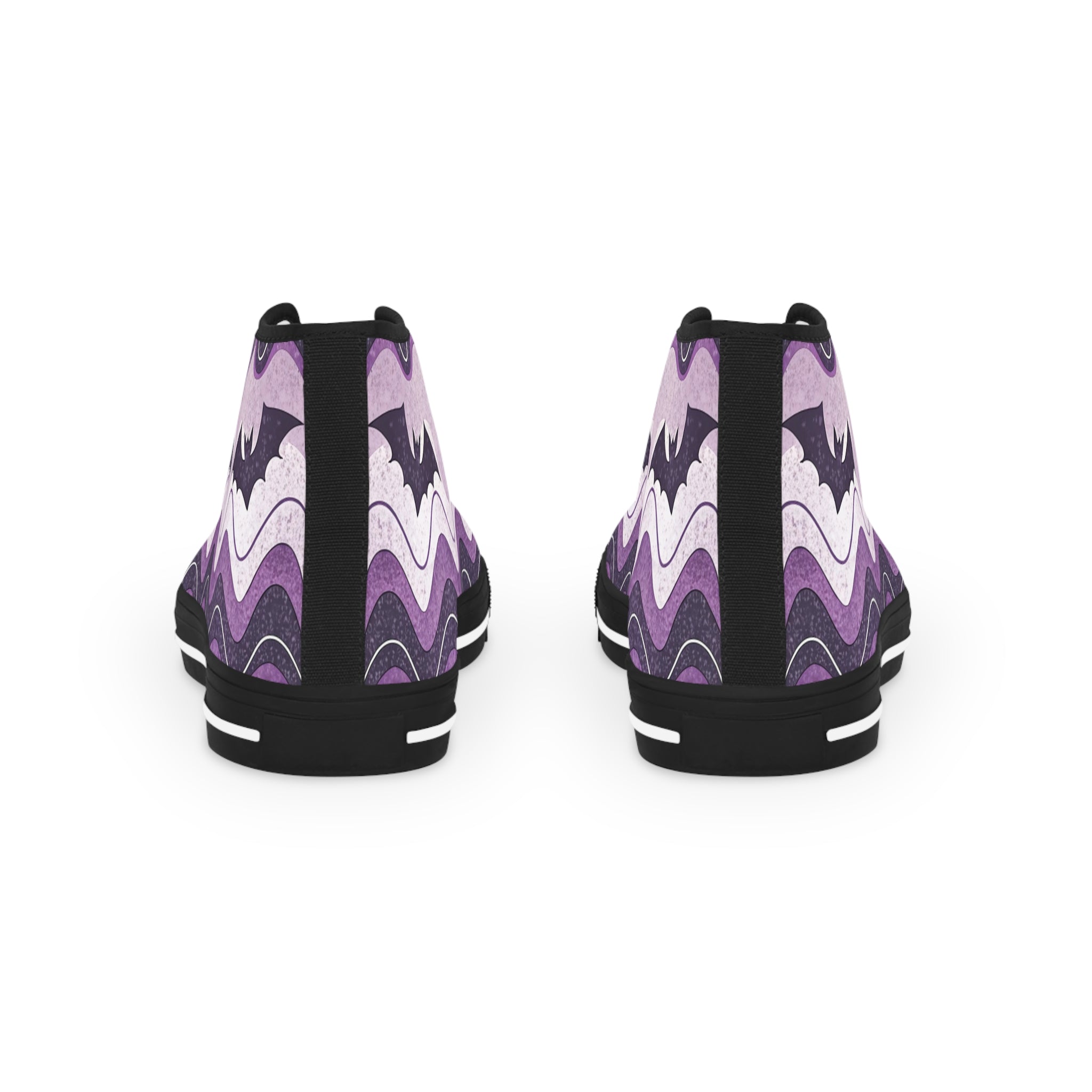Bat Wave Purple Men's High Top Sneakers, Artsulli - Art is Long, Life is Short, Shoes, , , , , , , 