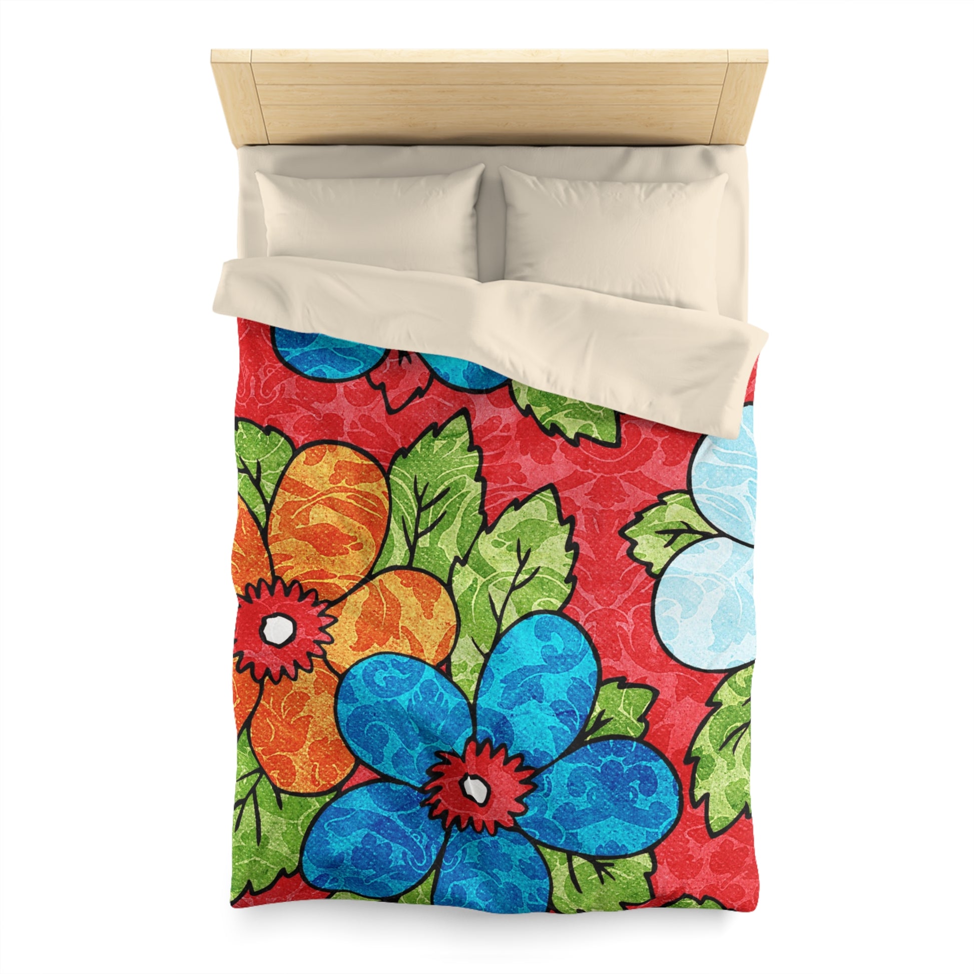 Groovy Red Floral Kl Microfiber Duvet Cover, Artsulli - Art is Long, Life is Short, Home Decor, , , , , , , 