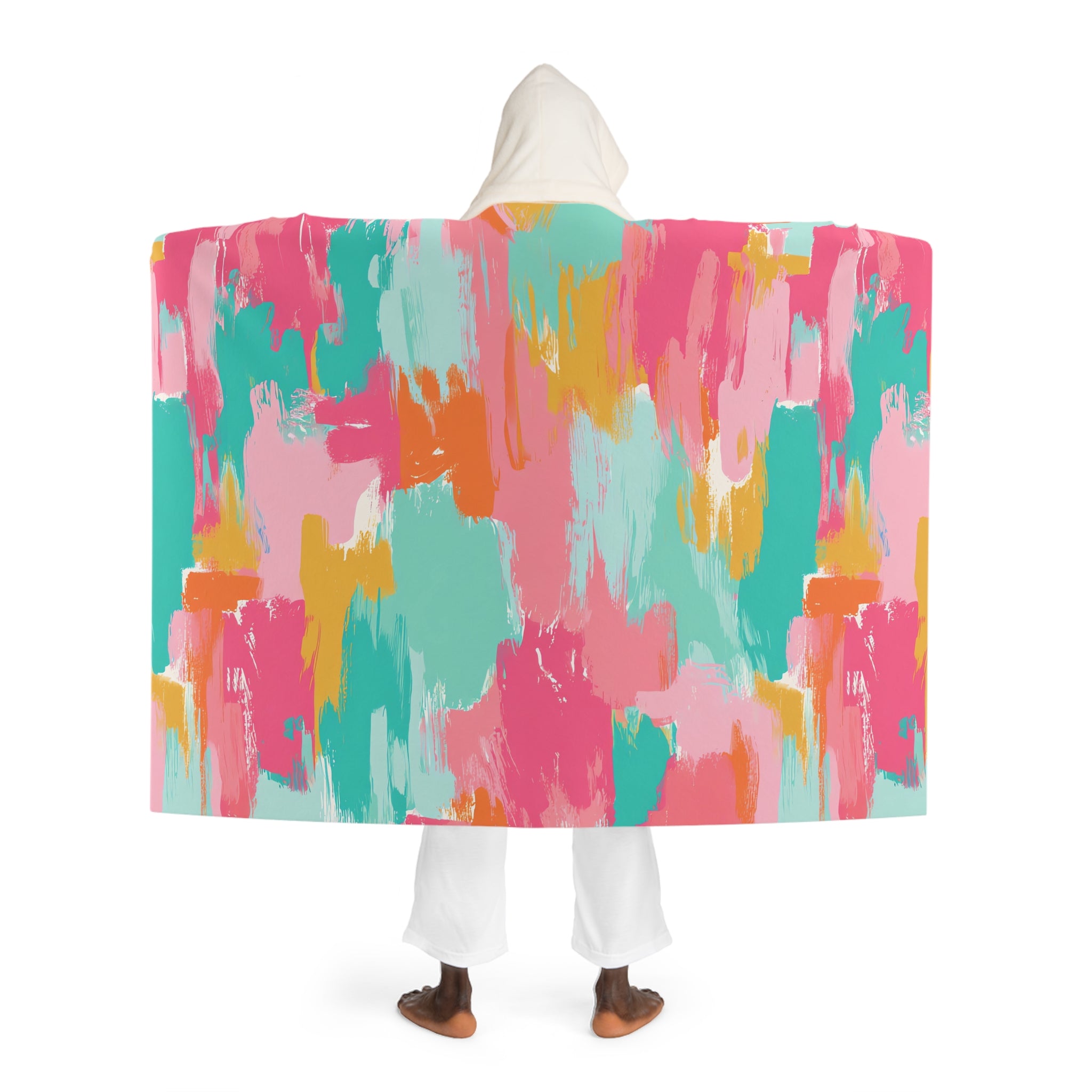 Preppy Pixel Bloom II Hooded Sherpa Fleece Blanket, Artsulli - Art is Long, Life is Short, All Over Prints, , , , , , , 