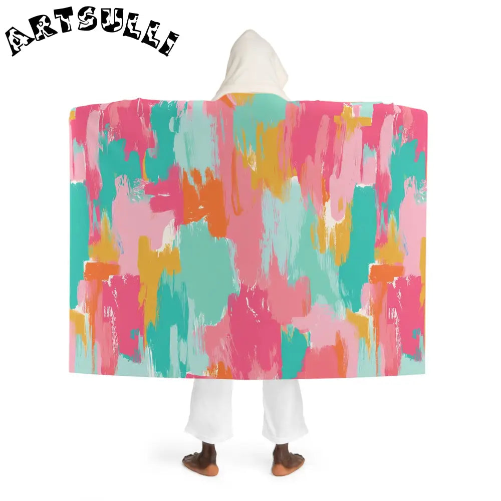 JAKKOUTTHEBXX Preppy Pixel Bloom II Hooded Sherpa Fleece Blanket
