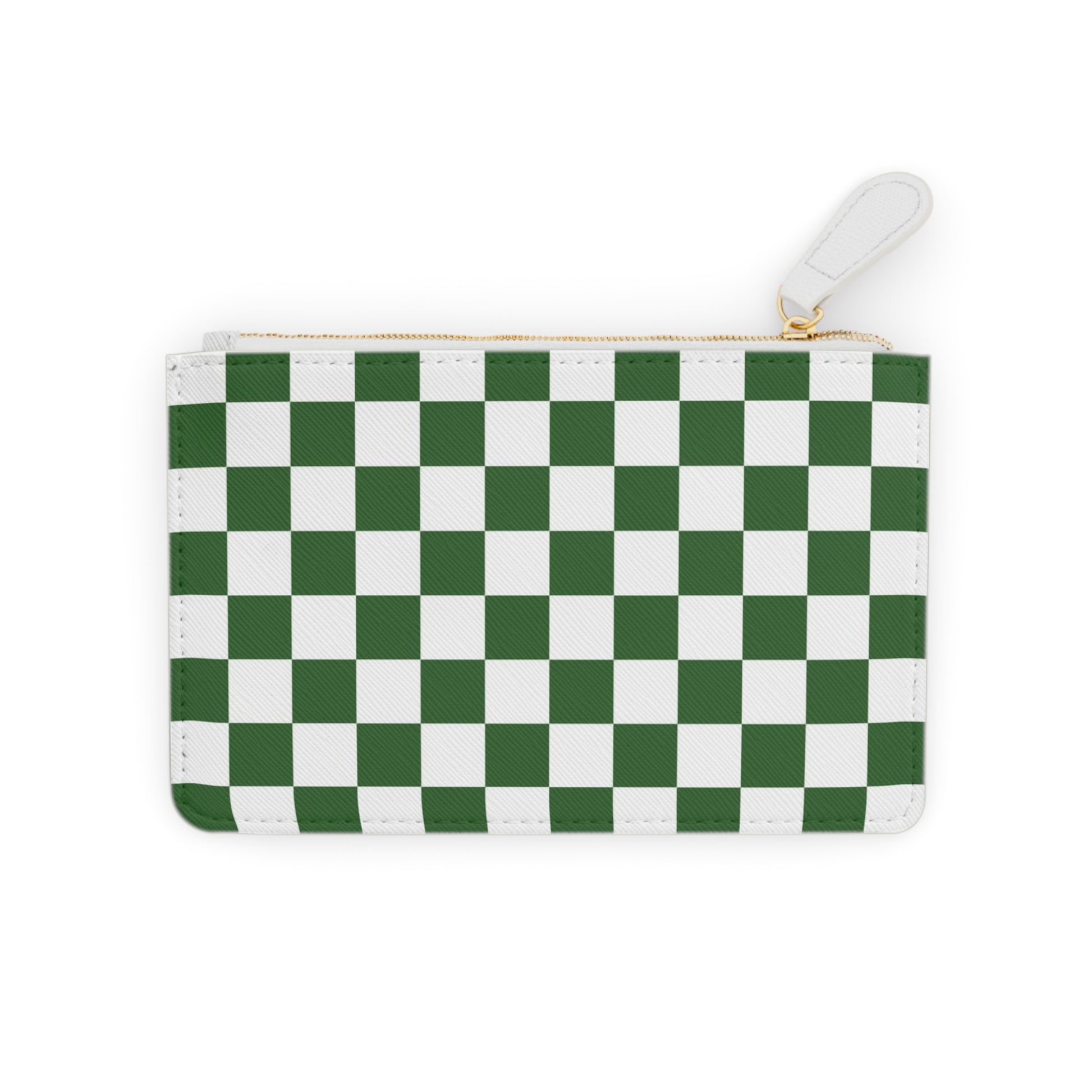 Checkerboard White and Dark Green Mini Clutch Bag, Artsulli - Art is Long, Life is Short, Bags, Size, 6.3” x 4”, Color, White, , , 15625567674866222892