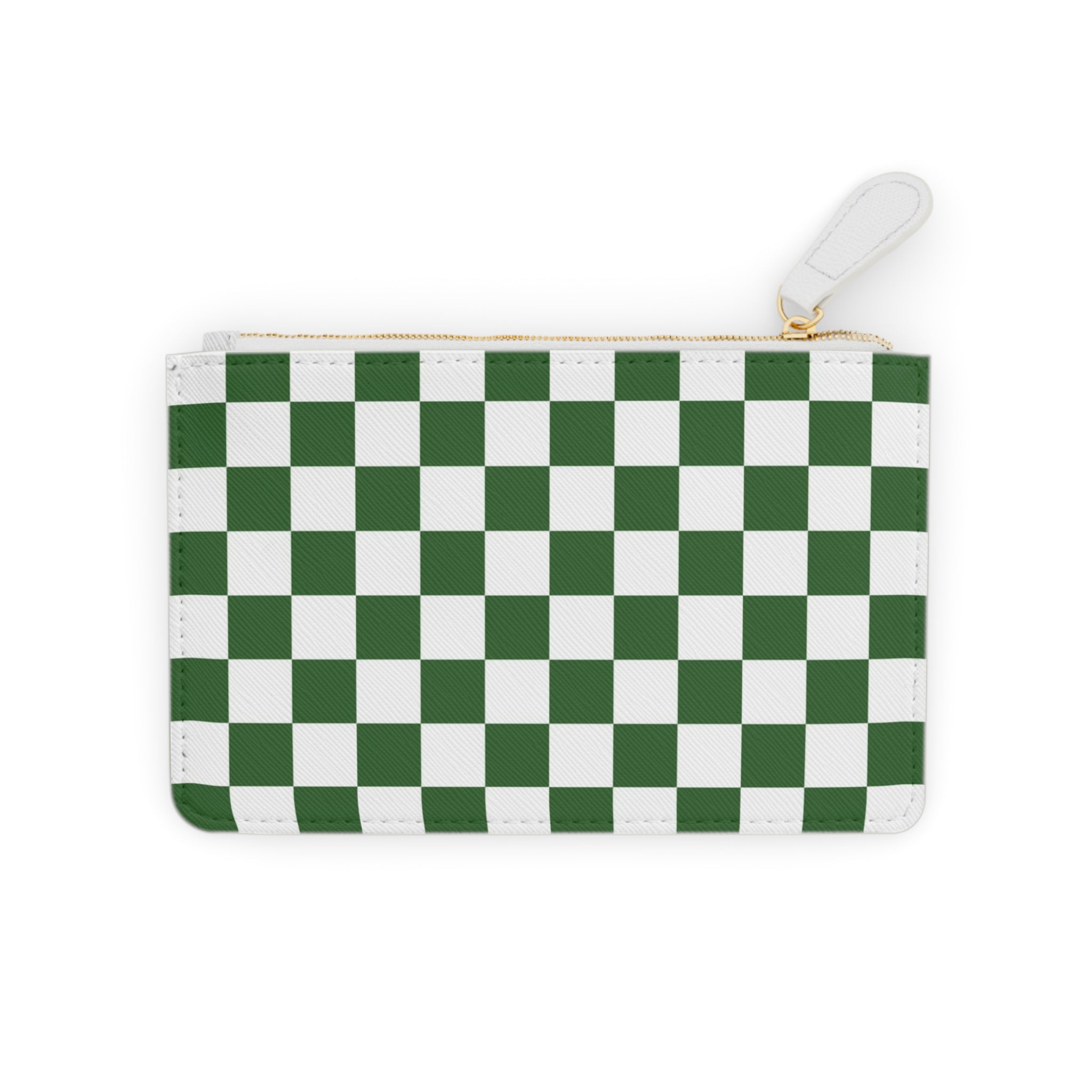 Checkerboard White and Dark Green Mini Clutch Bag, Artsulli - Art is Long, Life is Short, Bags, Size, 6.3” x 4”, Color, White, , , 15625567674866222892