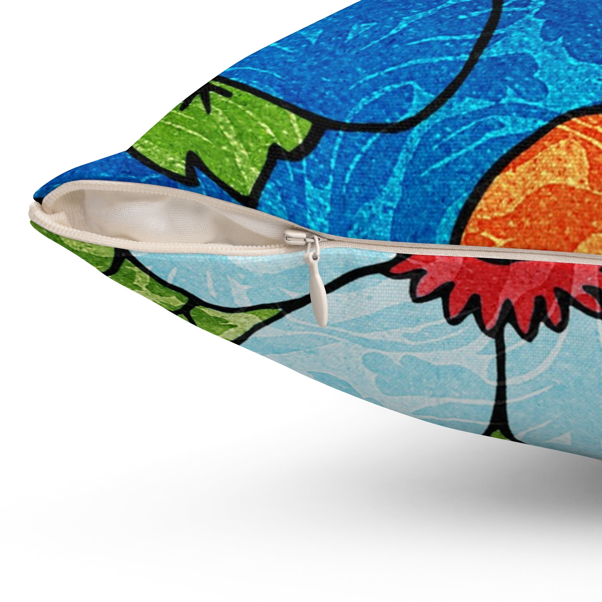 Blue Orange Groovy Spun Polyester Square Pillow, Artsulli - Art is Long, Life is Short, Home Decor, , , , , , , 