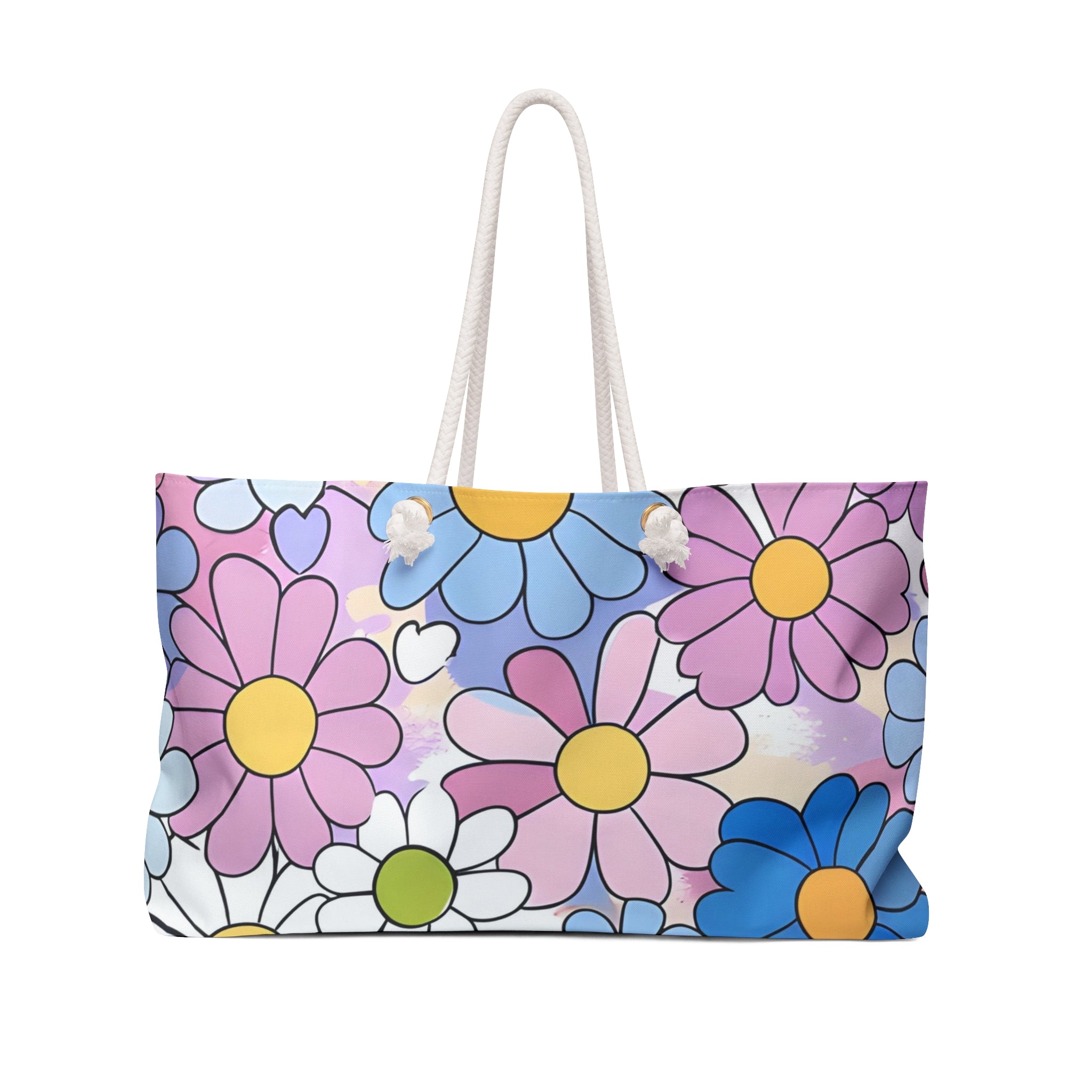 Flower Hour Purple and Blue Weekender Bag, Artsulli - Art is Long, Life is Short, Bags, Size, 24" × 13", , , , , 52547675335725