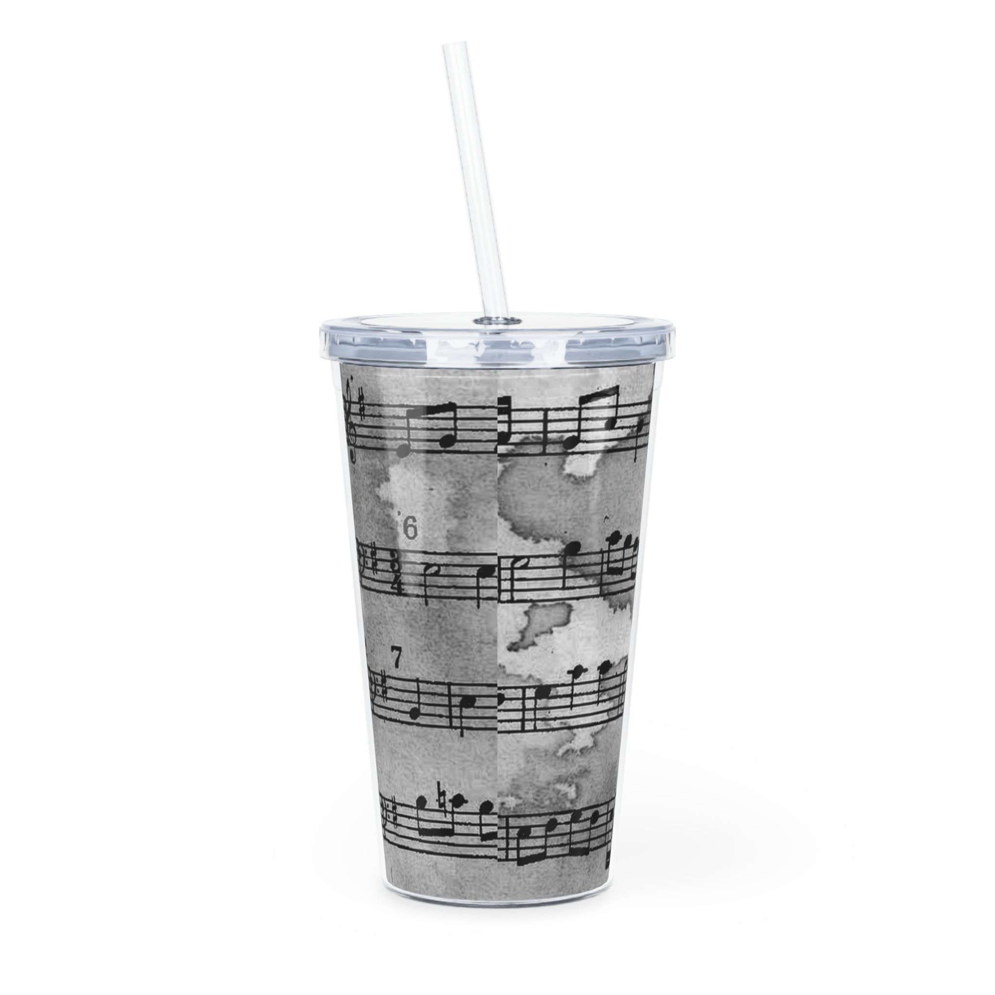 Drip Spill Type Beat Sheet Music Black Plastic Tumbler with Straw, Artsulli - Art is Long, Life is Short, Mug, , , , , , , 