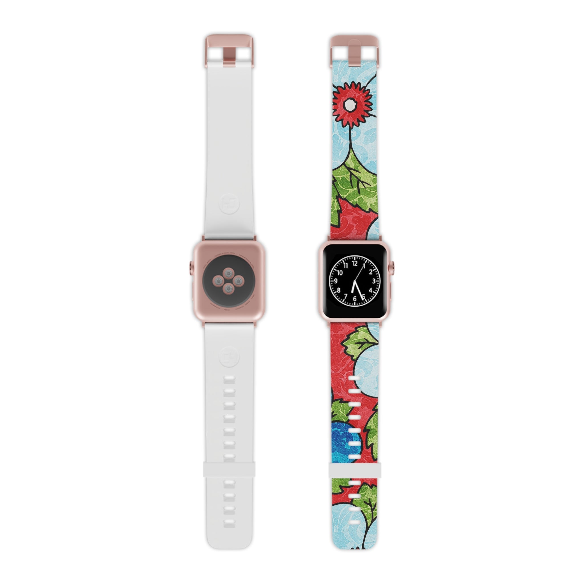 Groovy Red Floral Kl Watch Band for Apple Watch, Artsulli - Art is Long, Life is Short, Accessories, Size, 7.5'' × 0.75'' / 38 - 40 mm, Color, Rose Gold, , , 33684611481508834716