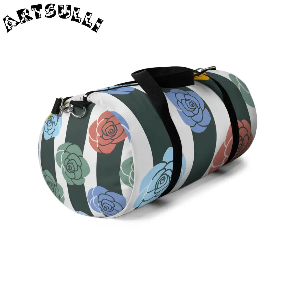 JAKKOUTTHEBXX Stripes x Roses Black and White Duffel Bag
