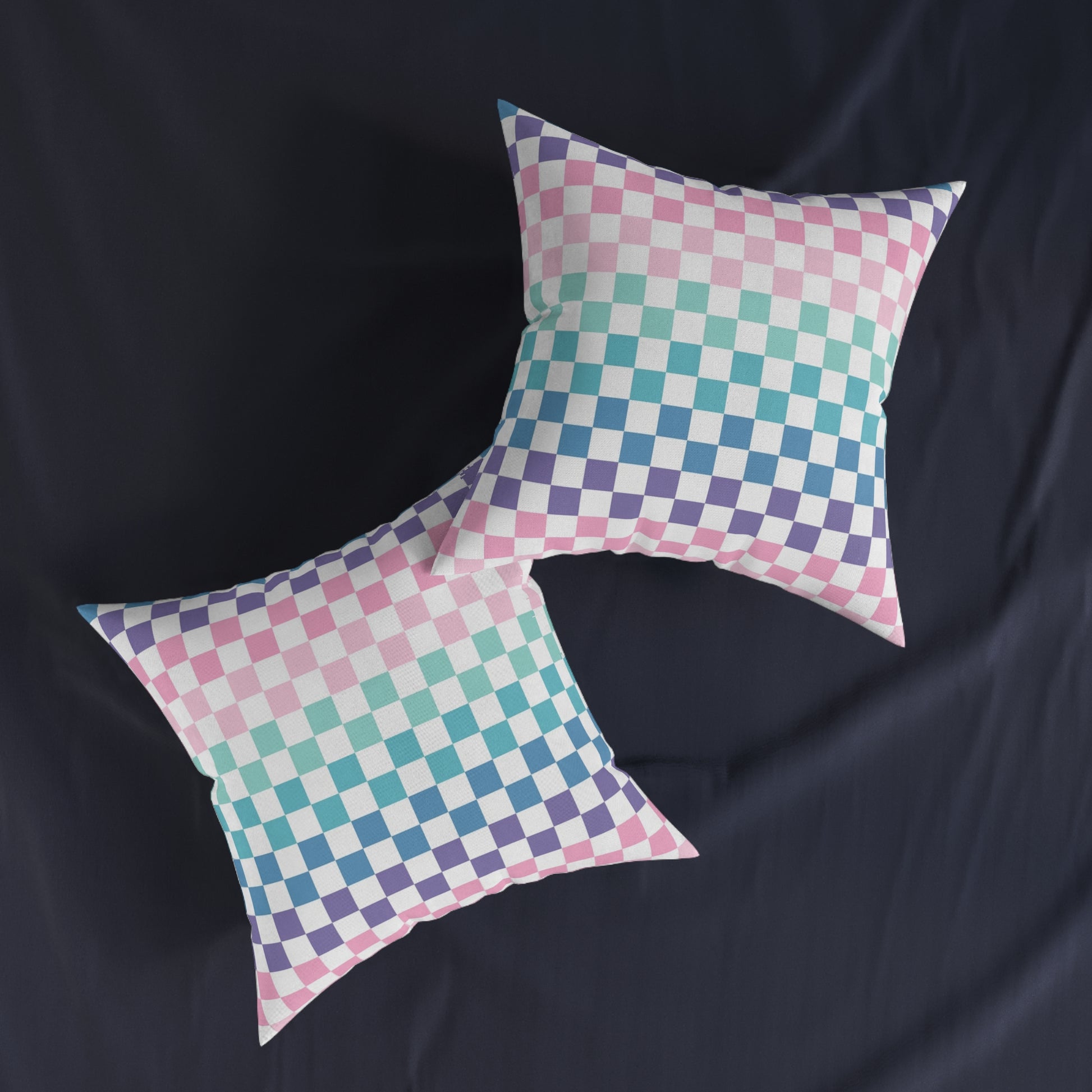 Vaporwave Rainbow  Checkerboard Multi-Color Square Pillow, Artsulli - Art is Long, Life is Short, Home Decor, , , , , , , 