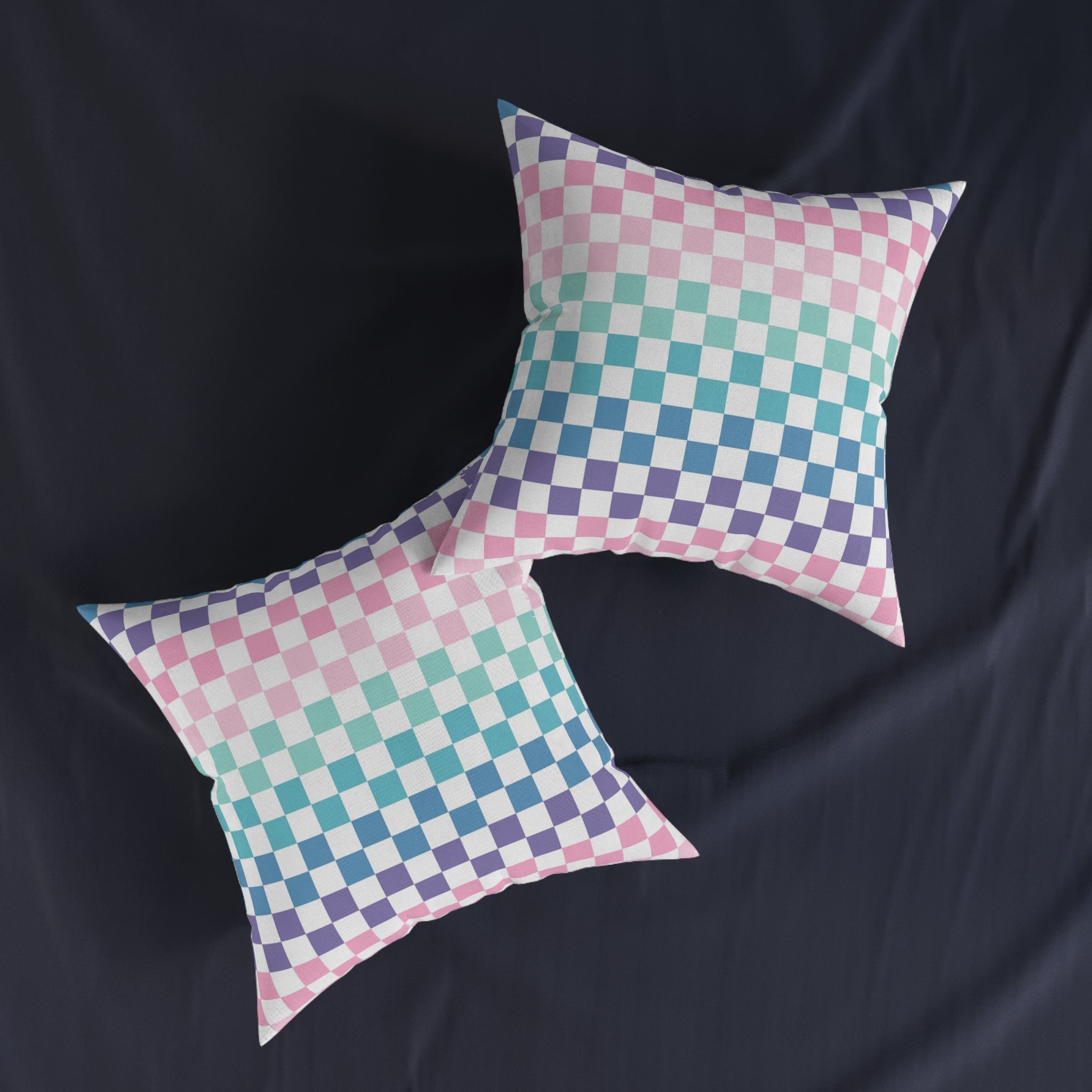 Vaporwave Rainbow  Checkerboard Multi-Color Square Pillow, Artsulli - Art is Long, Life is Short, Home Decor, , , , , , , 