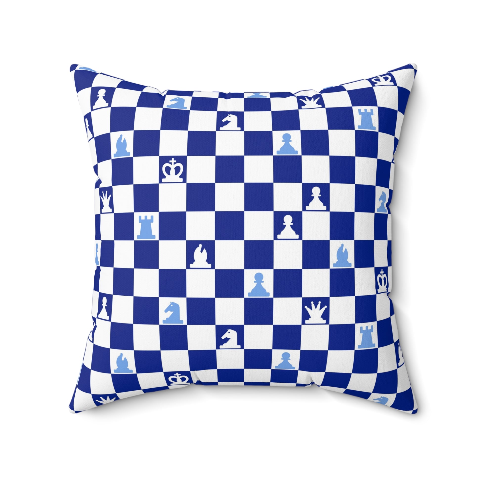 Chessboard Navy Blue Spun Polyester Square Pillow, Artsulli - Art is Long, Life is Short, Home Decor, Size, 20" × 20", , , , , 85043961656845016228