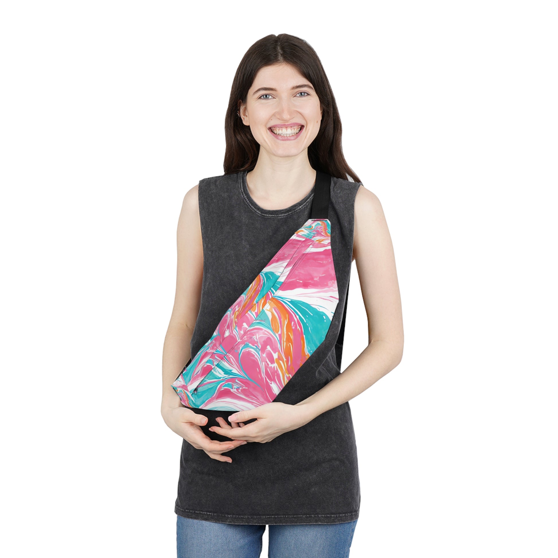 Liquid Pastel Spill Multi-Color Large Fanny Pack, Artsulli - Art is Long, Life is Short, Bags, , , , , , , 
