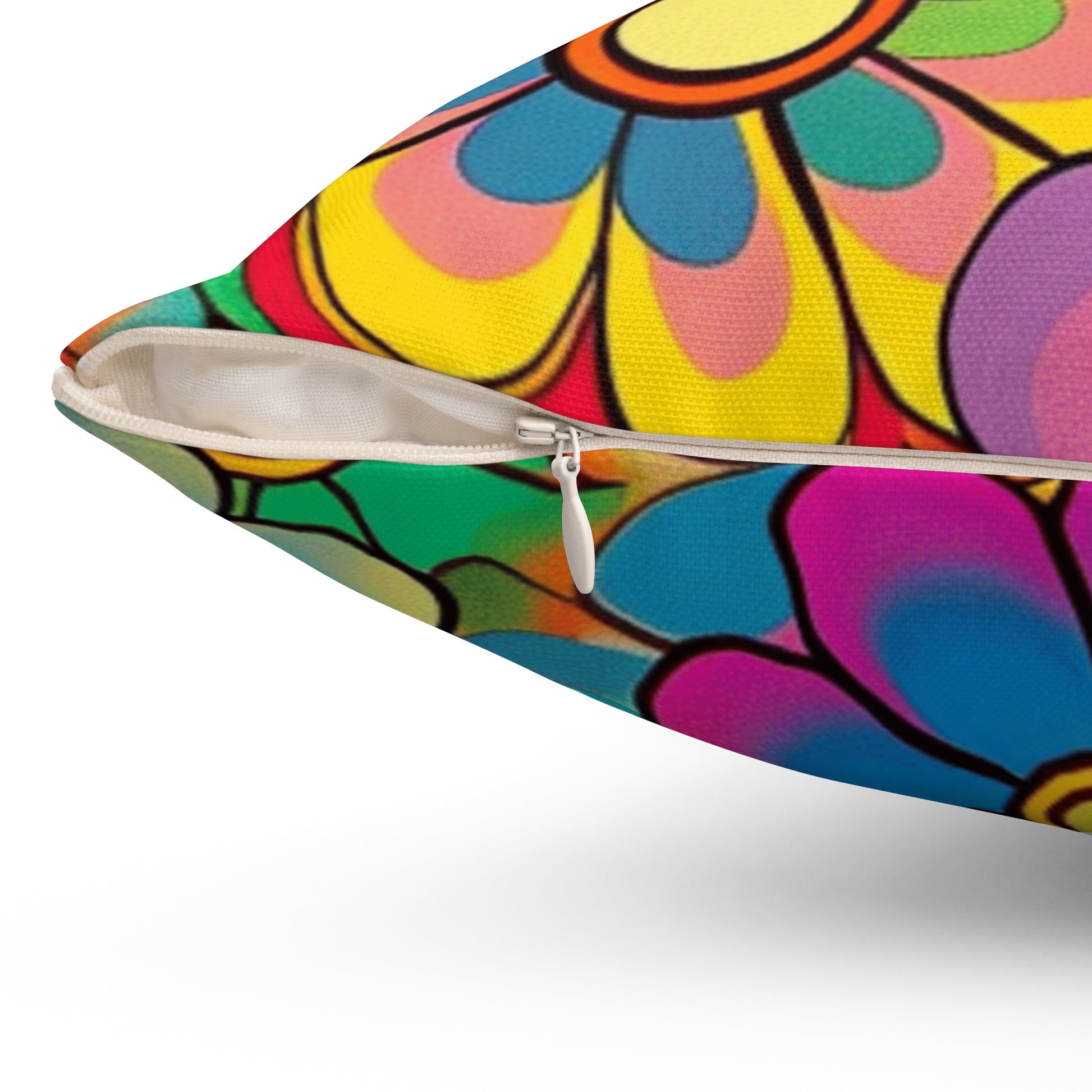 Chromatic Daisy Dream Spun Polyester Square Pillow, Artsulli - Art is Long, Life is Short, Home Decor, , , , , , , 
