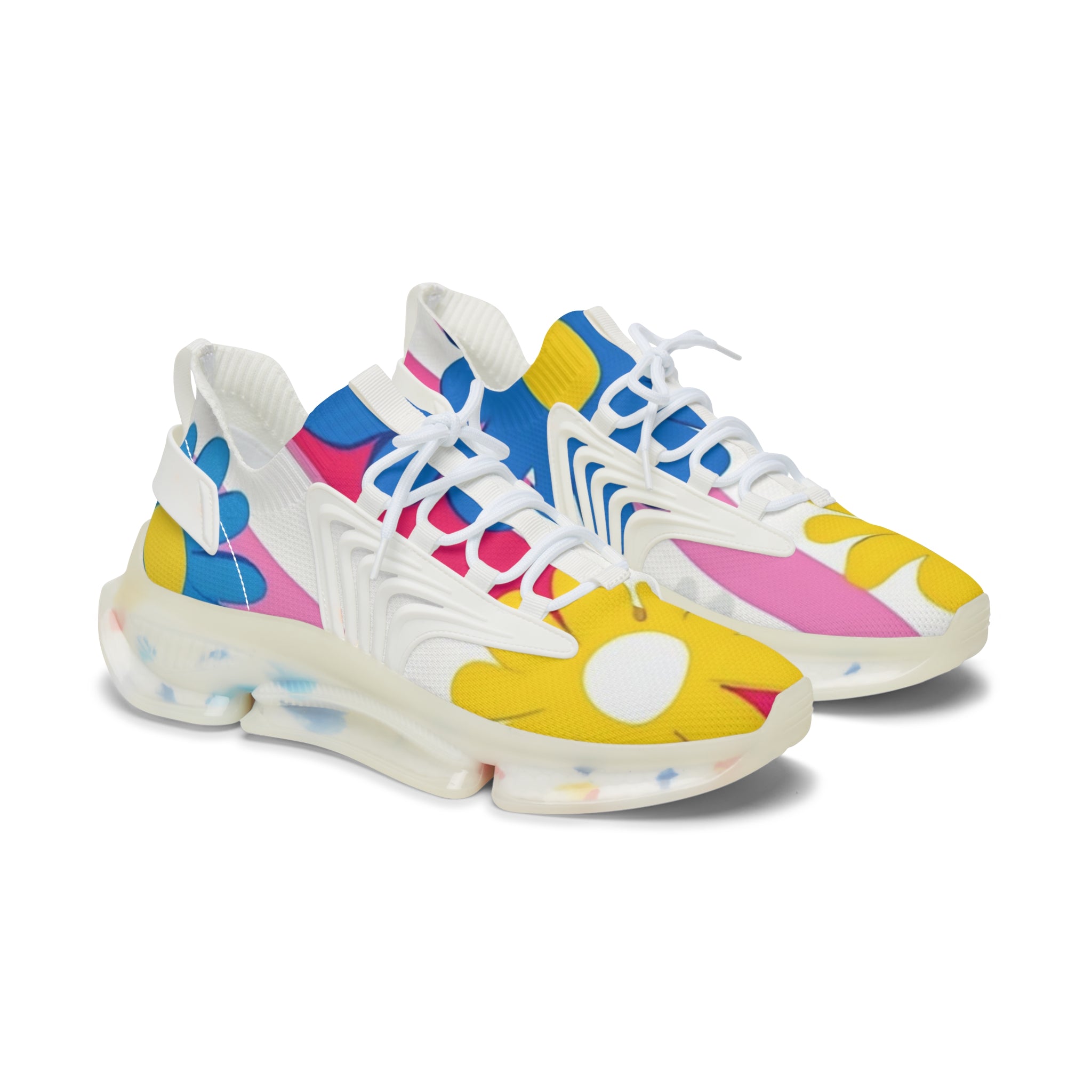 Flowers x Stripes Multi-Color Women's Mesh Sneakers, Artsulli - Art is Long, Life is Short, Shoes, Color, White sole, Size, US 5.5, , , 57323593546800