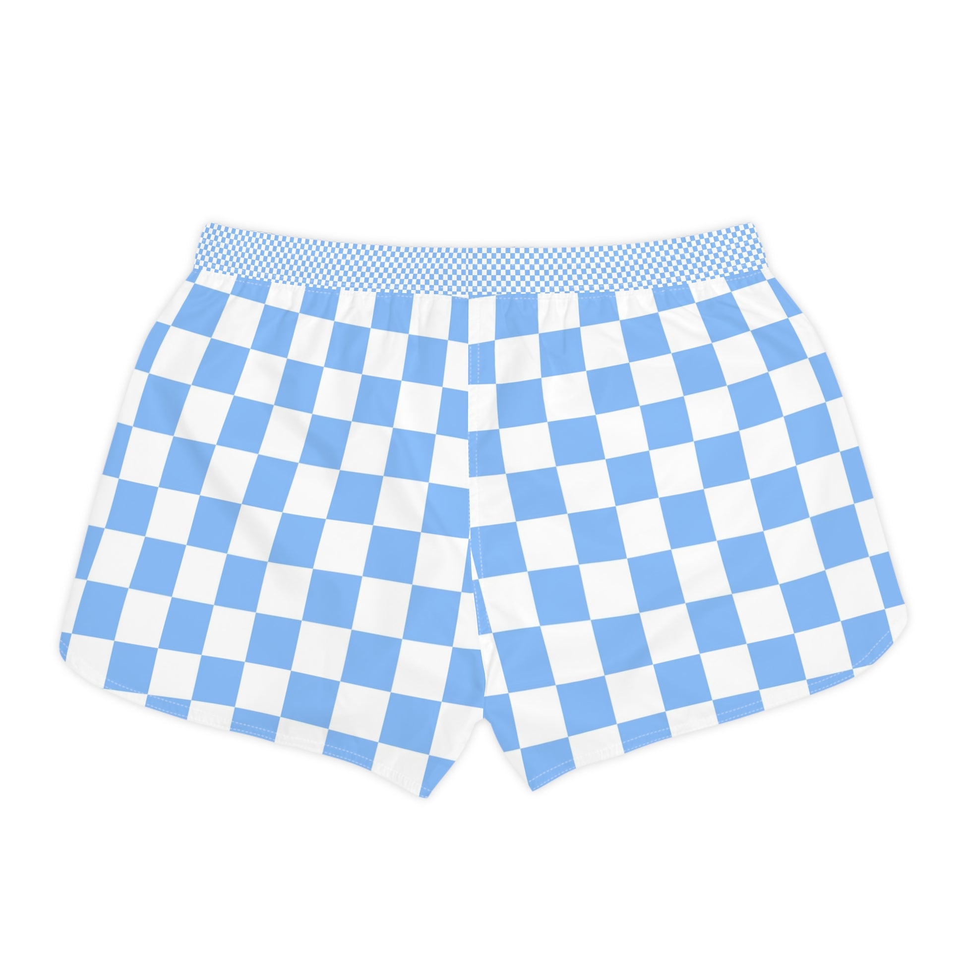 Checkerboard White and Light Blue Women's Casual Shorts (AOP), Artsulli - Art is Long, Life is Short, All Over Prints, , , , , , , 