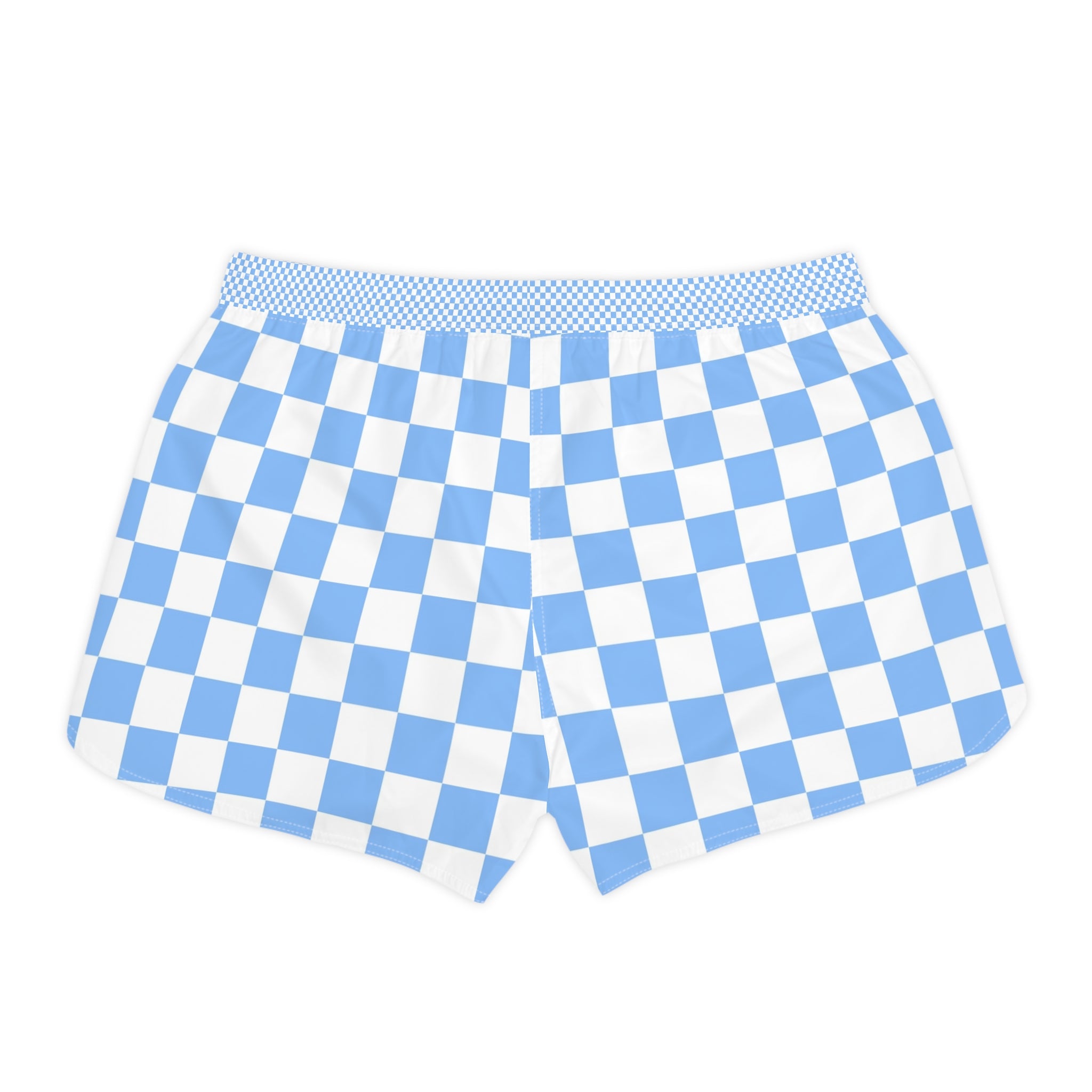Checkerboard White and Light Blue Women's Casual Shorts (AOP), Artsulli - Art is Long, Life is Short, All Over Prints, , , , , , , 