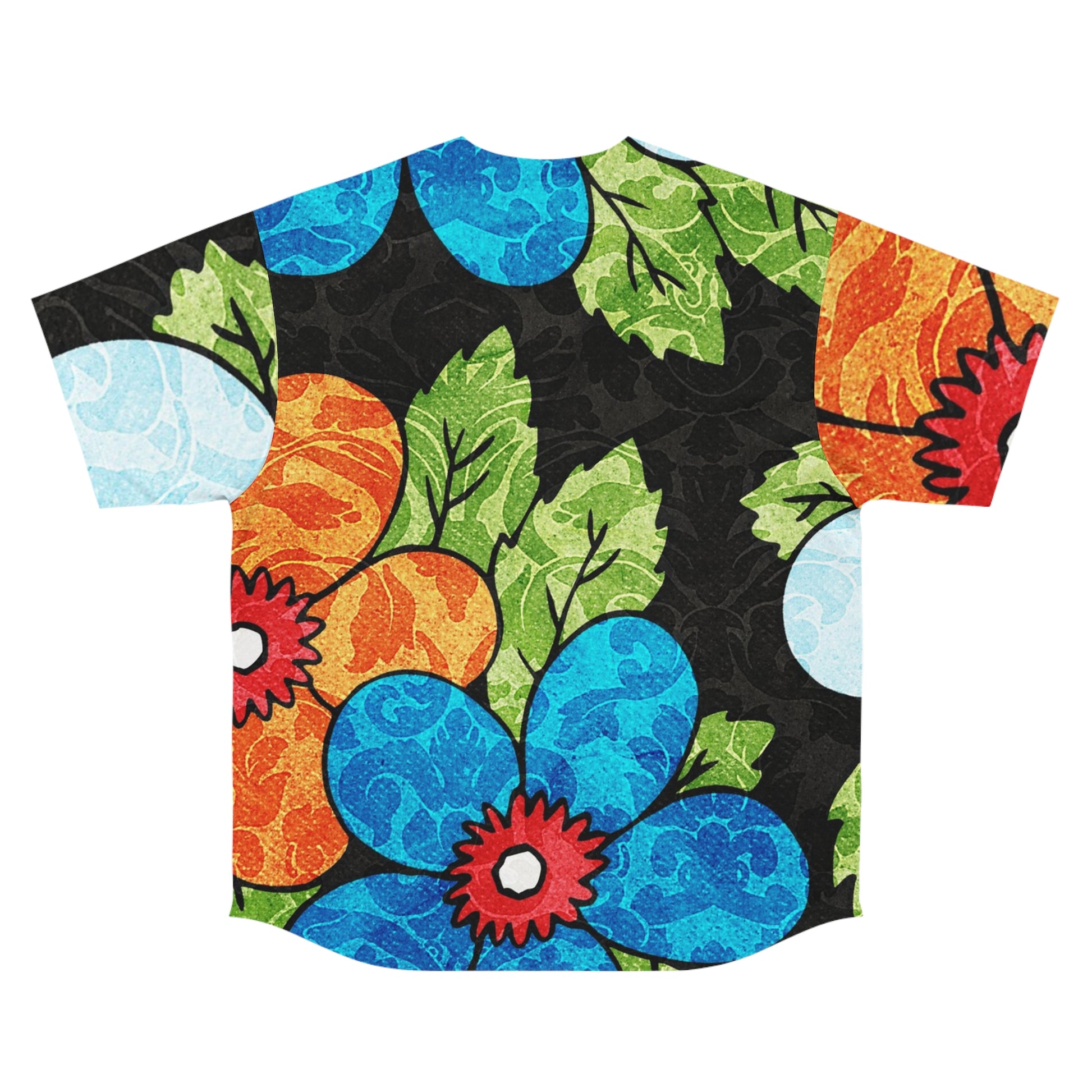 Groovy Black Floral Kl Men's Baseball Jersey (AOP), Artsulli - Art is Long, Life is Short, All Over Prints, , , , , , , 