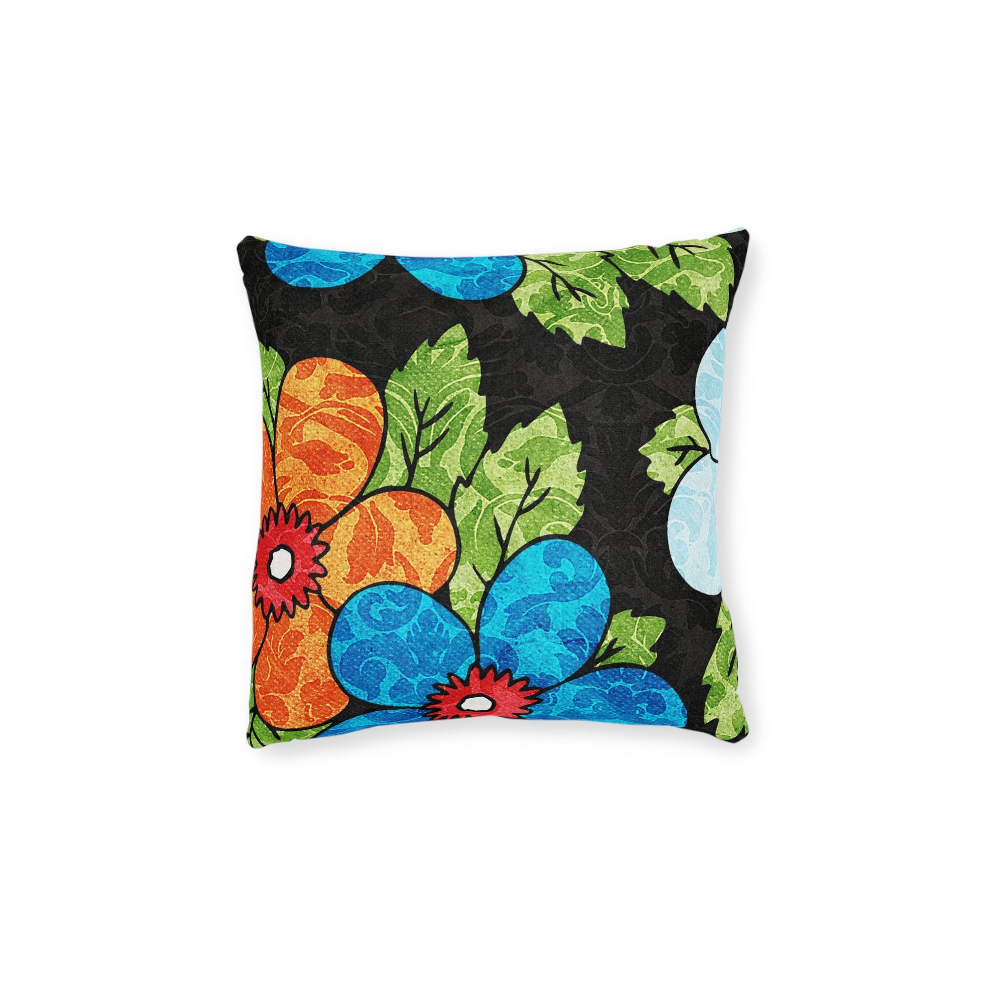 Groovy Black Floral Kl Square Pillow, Artsulli - Art is Long, Life is Short, Home Decor, Size, 12" × 12", , , , , 15353668059963279332