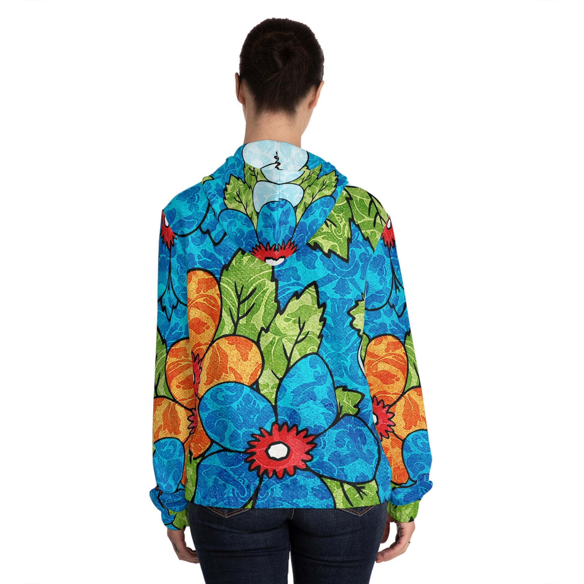 Blue Orange Groovy Women’s Full-Zip Hoodie (AOP), Artsulli - Art is Long, Life is Short, All Over Prints, , , , , , , 