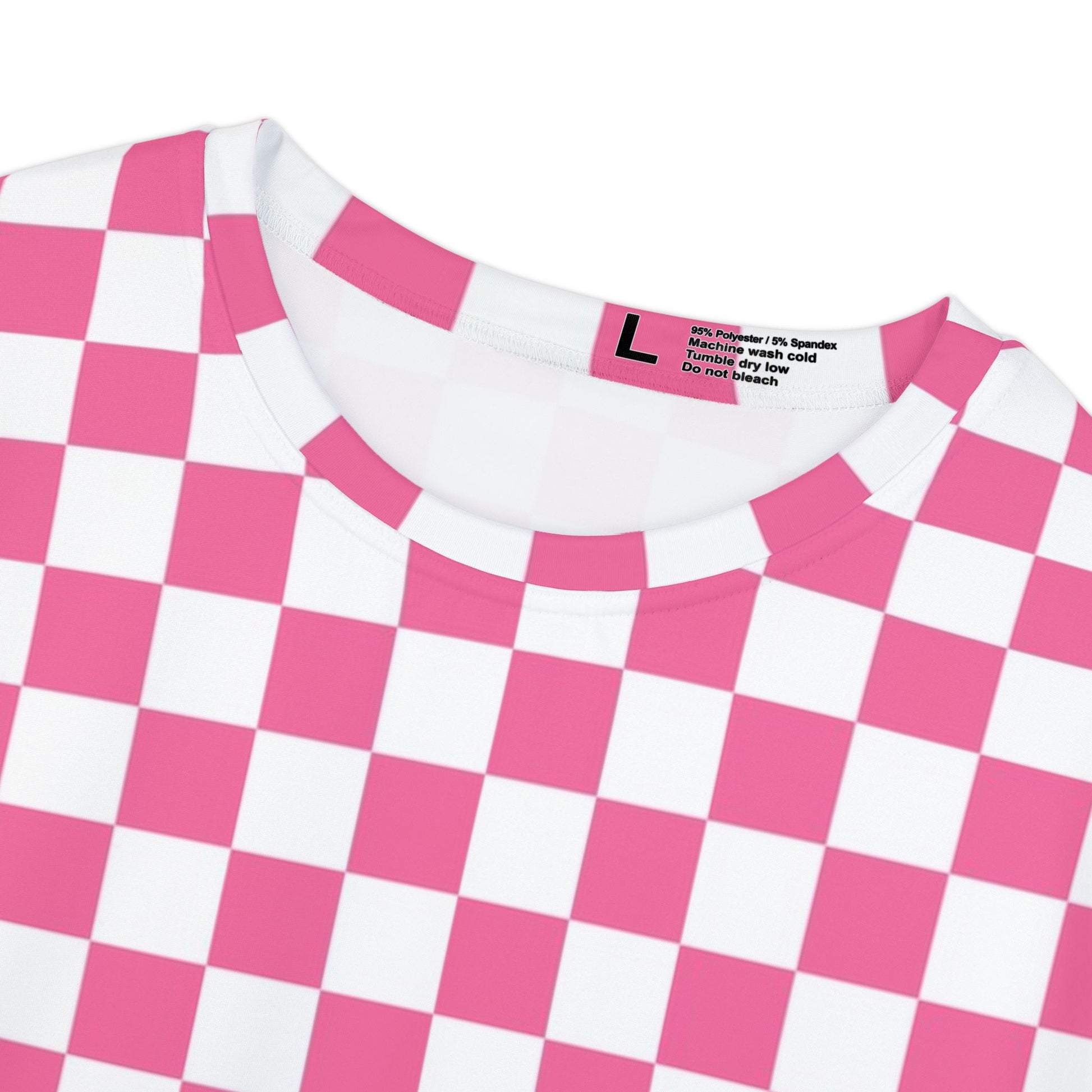 Yuyushiki Pink Check Women's Short Sleeve Shirt (AOP), Artsulli - Art is Long, Life is Short, All Over Prints, , , , , , , 