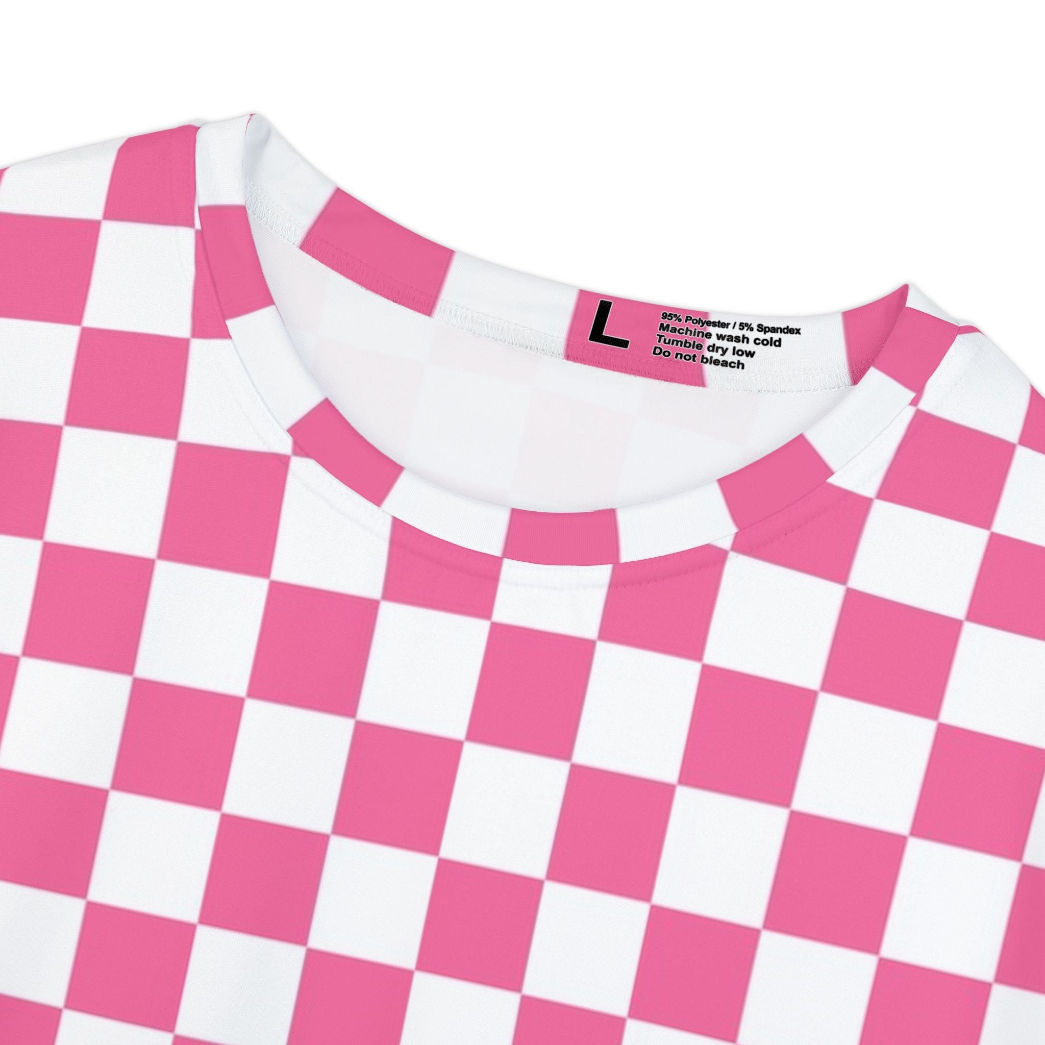 Yuyushiki Pink Check Women's Short Sleeve Shirt (AOP), Artsulli - Art is Long, Life is Short, All Over Prints, , , , , , , 