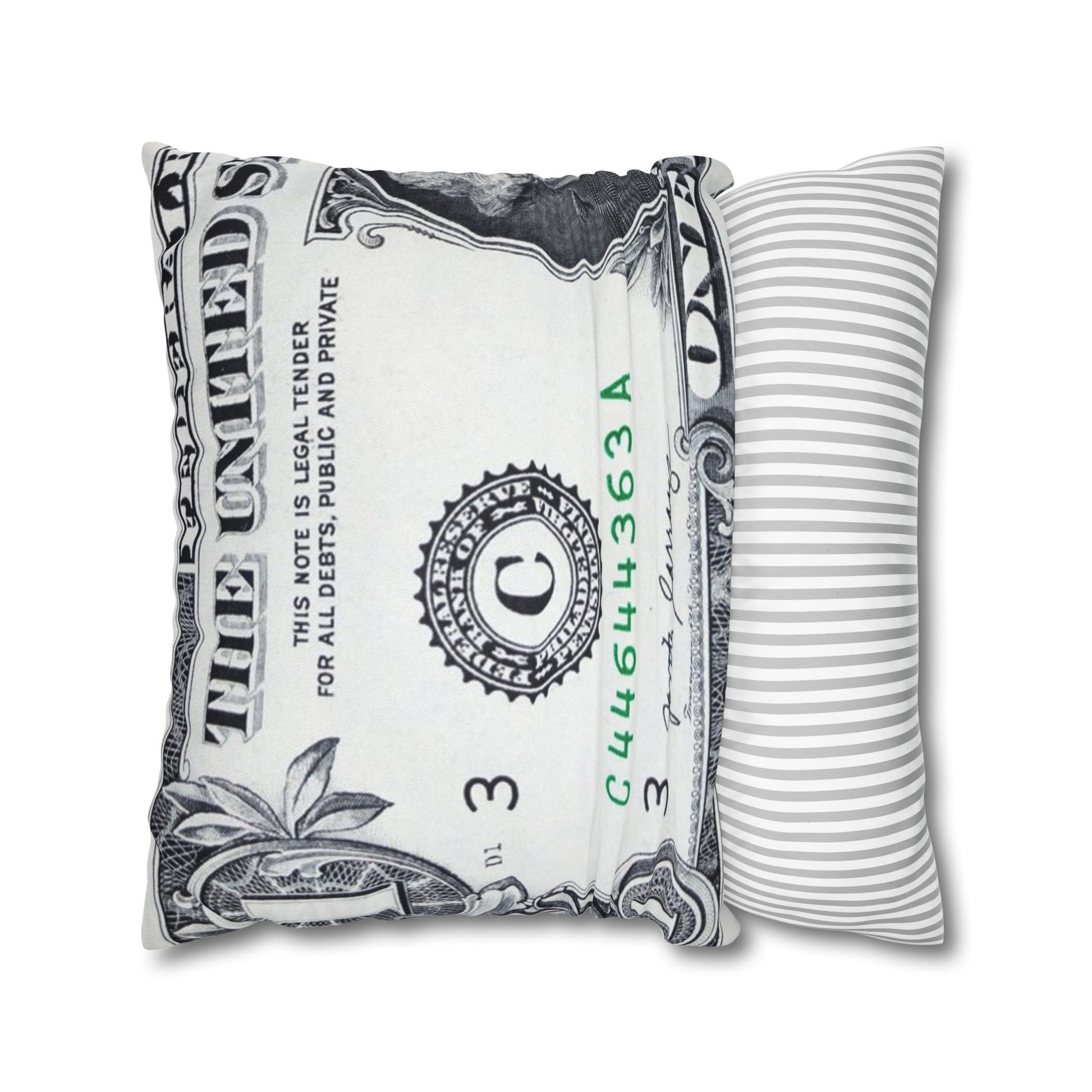 Money Collage Spun Polyester Square Pillowcase, Artsulli - Art is Long, Life is Short, Home Decor, , , , , , , 
