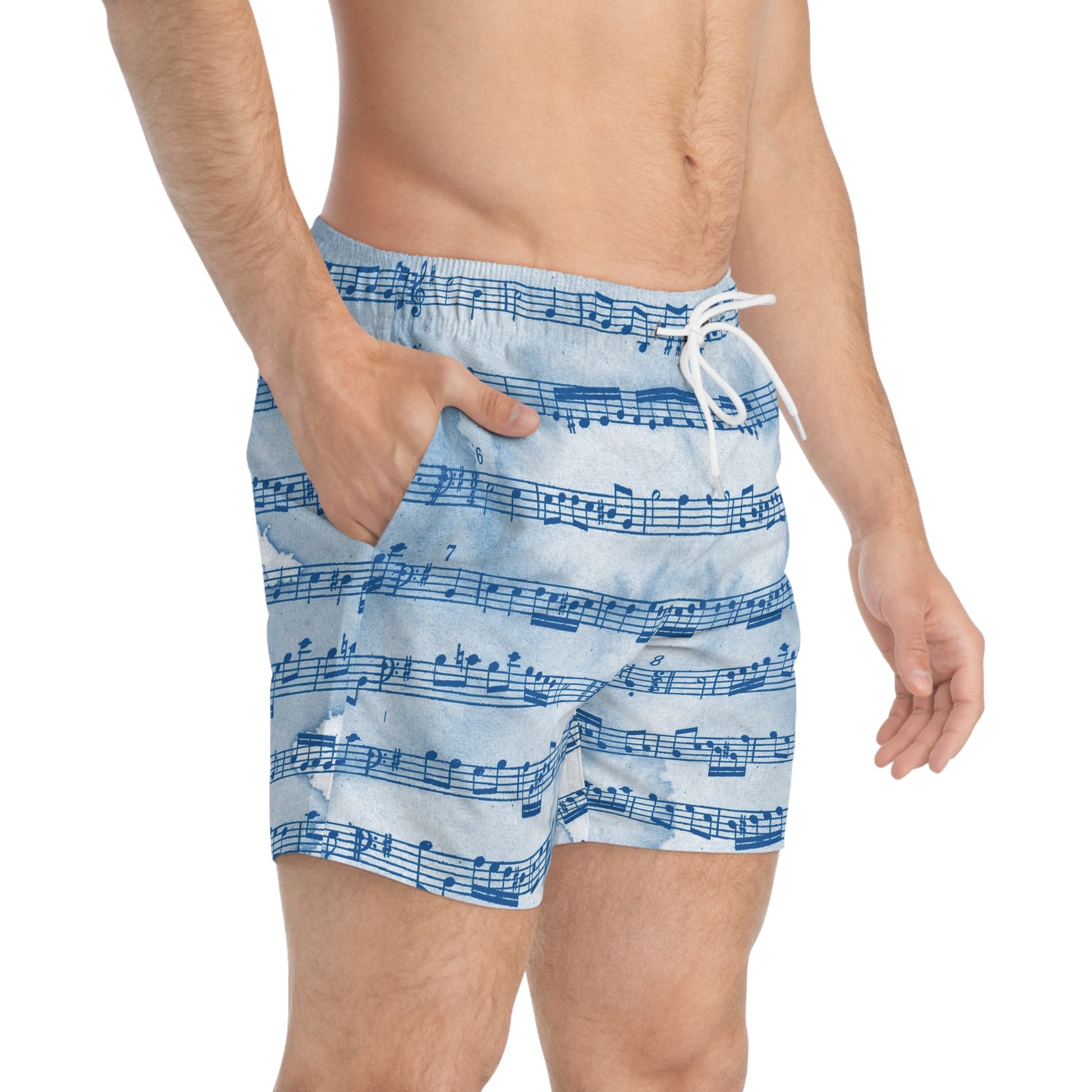 Drip Spill Type Beat Sheet Music II Blue Swim Trunks (AOP), Artsulli - Art is Long, Life is Short, All Over Prints, , , , , , , 
