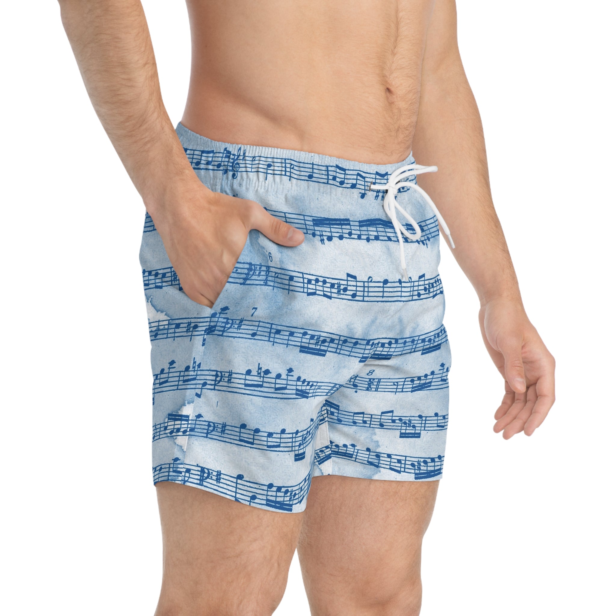 Drip Spill Type Beat Sheet Music II Blue Swim Trunks (AOP), Artsulli - Art is Long, Life is Short, All Over Prints, , , , , , , 
