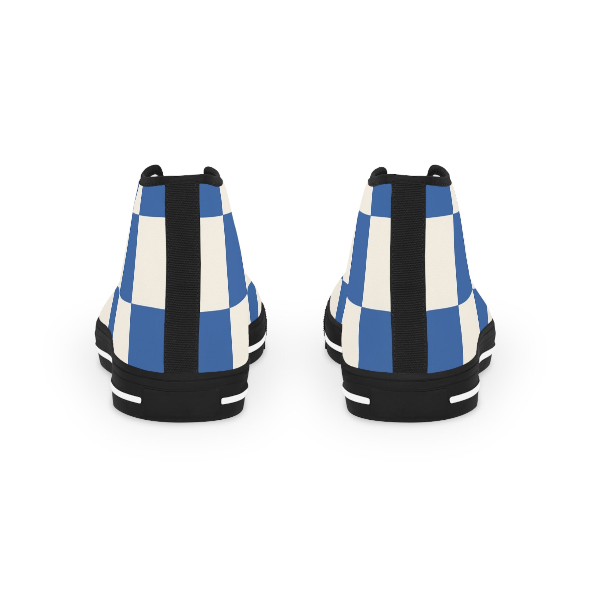 Big Checkerboard Blue Men's High Top Sneakers, Artsulli - Art is Long, Life is Short, Shoes, , , , , , , 