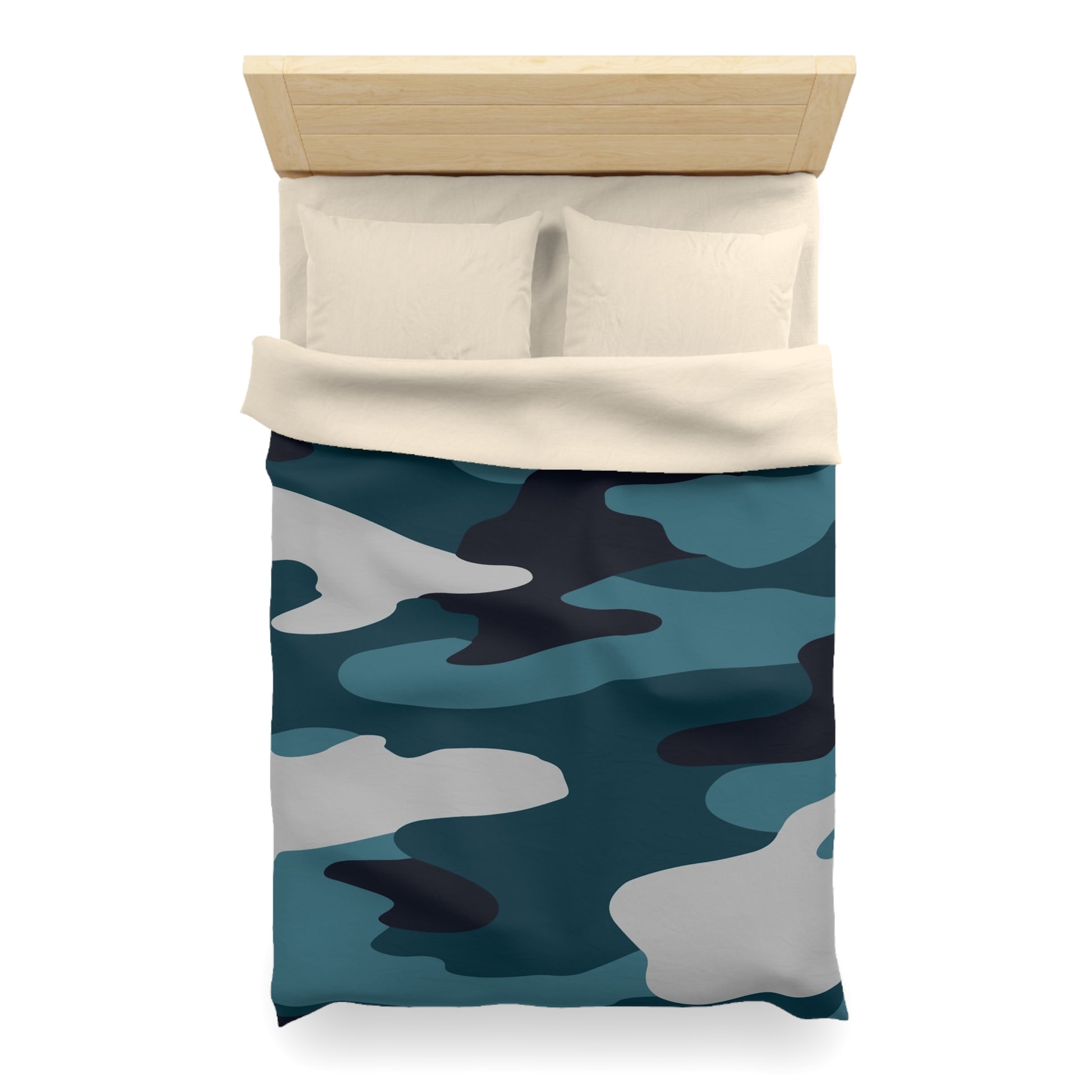 Blue Camouflage Microfiber Duvet Cover, Artsulli - Art is Long, Life is Short, Home Decor, , , , , , , 