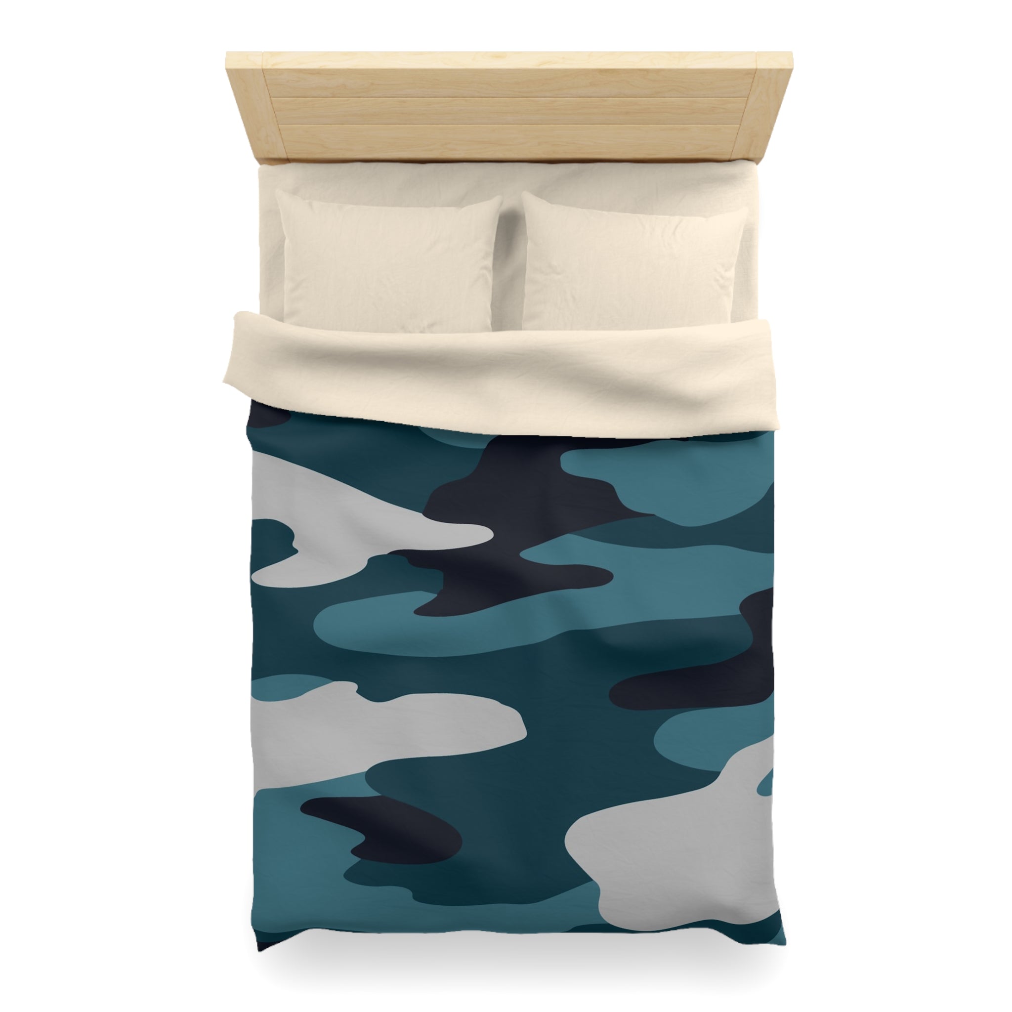 Blue Camouflage Microfiber Duvet Cover, Artsulli - Art is Long, Life is Short, Home Decor, , , , , , , 