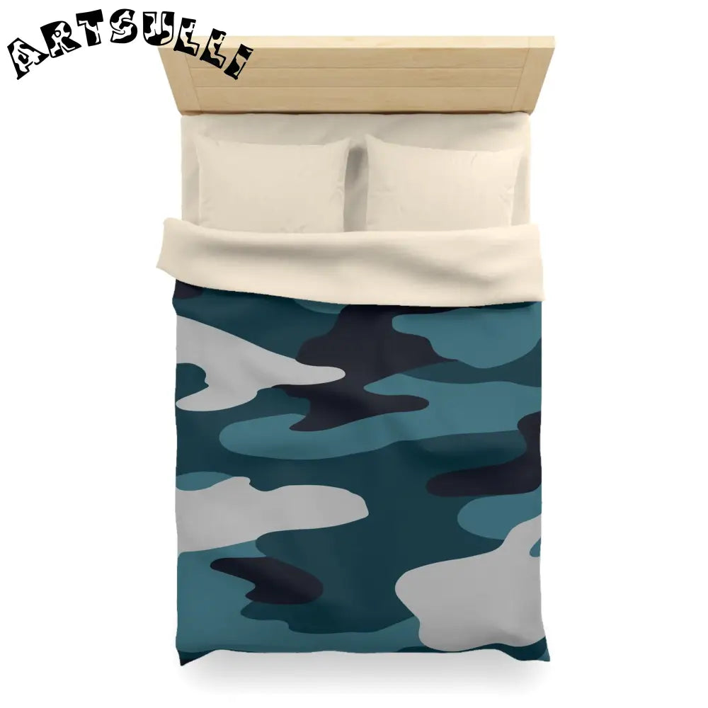 JAKKOUTTHEBXX Blue Camouflage Microfiber Duvet Cover JAKKOUTTHEBXX