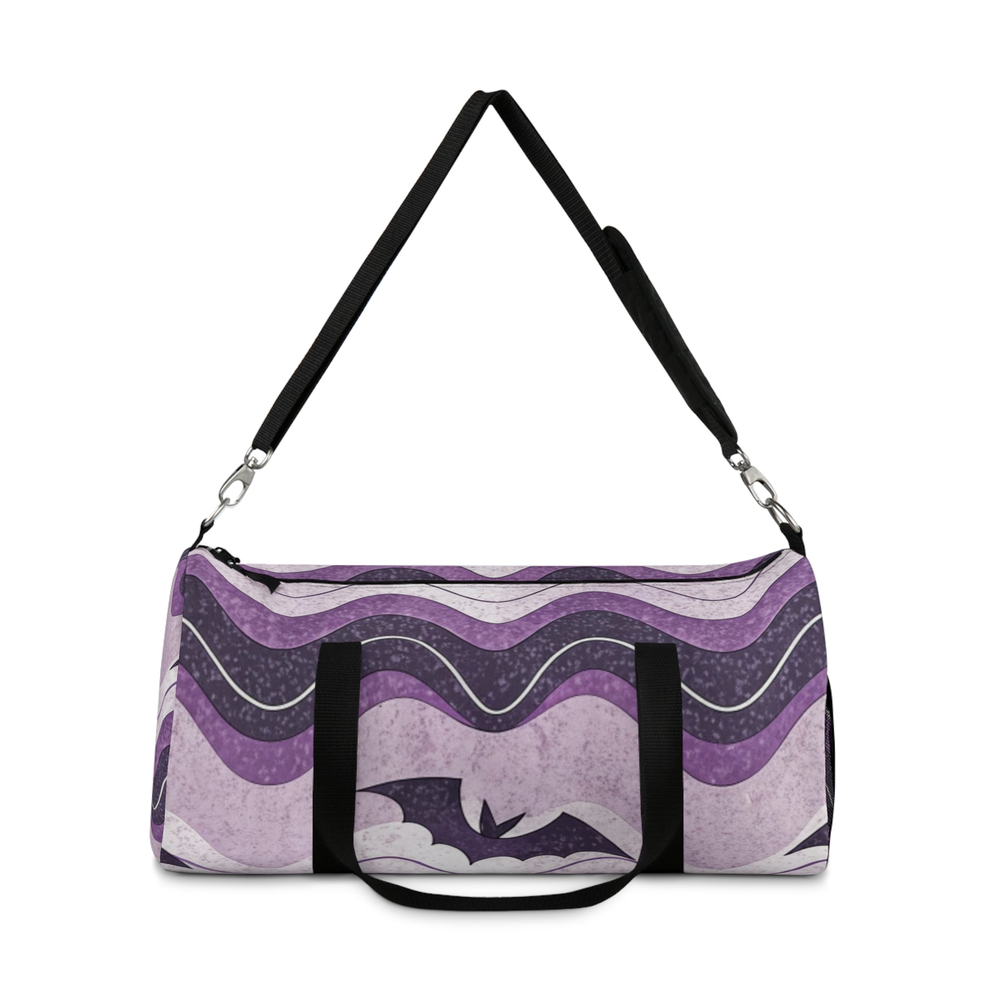 Bat Wave Purple Duffel Bag, Artsulli - Art is Long, Life is Short, Bags, , , , , , , 