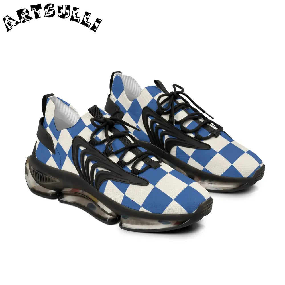 JAKKOUTTHEBXX Checkerboard Blue Men’s Mesh Sneakers JAKKOUTTHEBXX