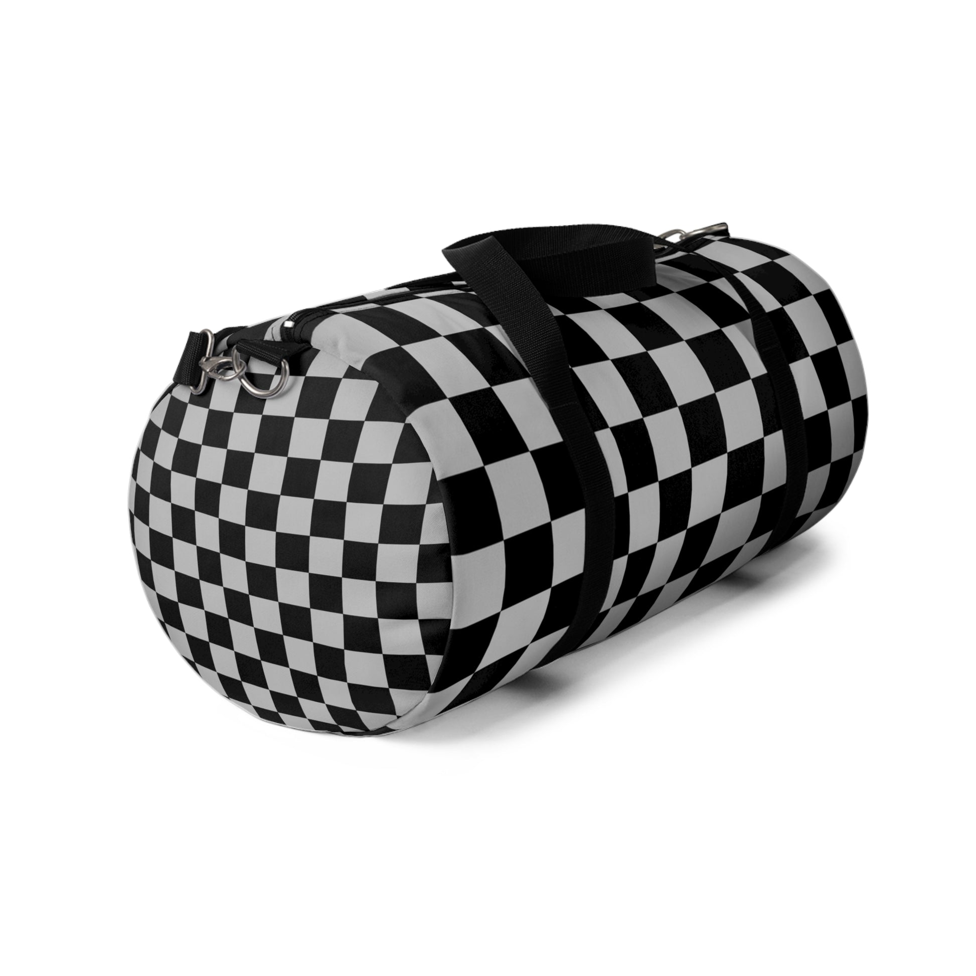 Checkerboard Dada Black and Light Gray Duffel Bag, Artsulli - Art is Long, Life is Short, Bags, , , , , , , 