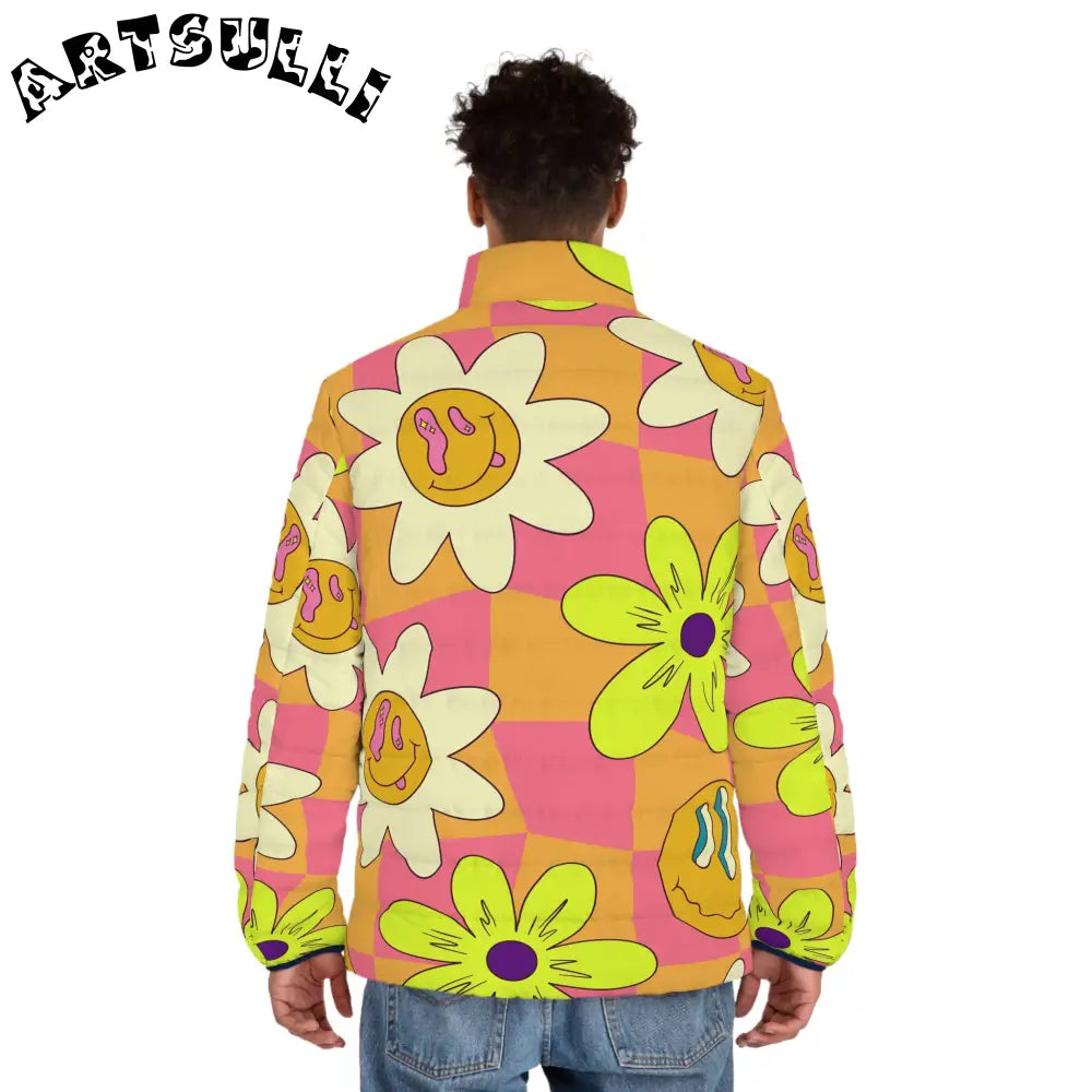 JAKKOUTTHEBXX Trippy Sour Face Rave Men’s Puffer Jacket (AOP)