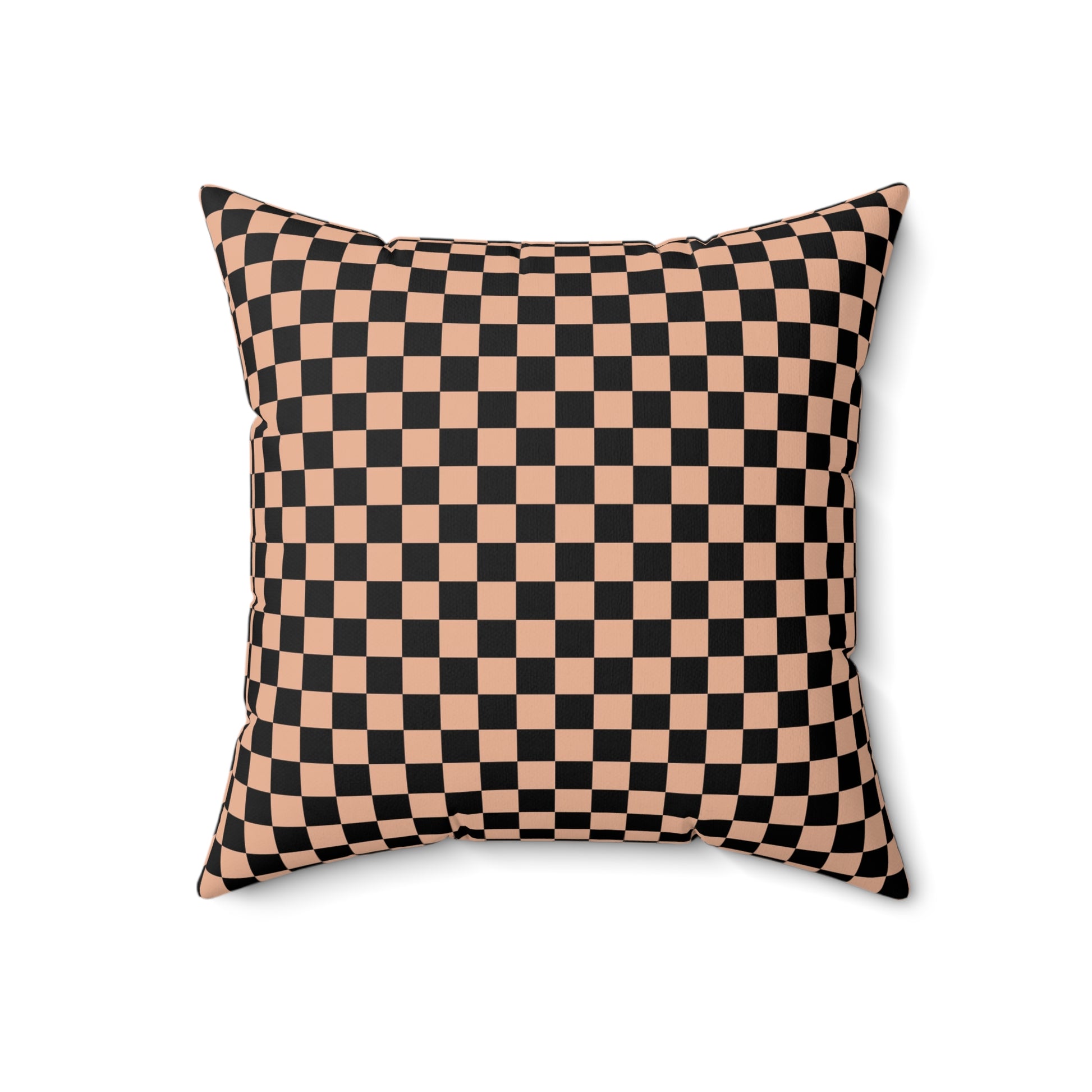 Checkerboard II Soft Orange and Black Spun Polyester Square Pillow, Artsulli - Art is Long, Life is Short, Home Decor, Size, 18" × 18", , , , , 17063025079712222114
