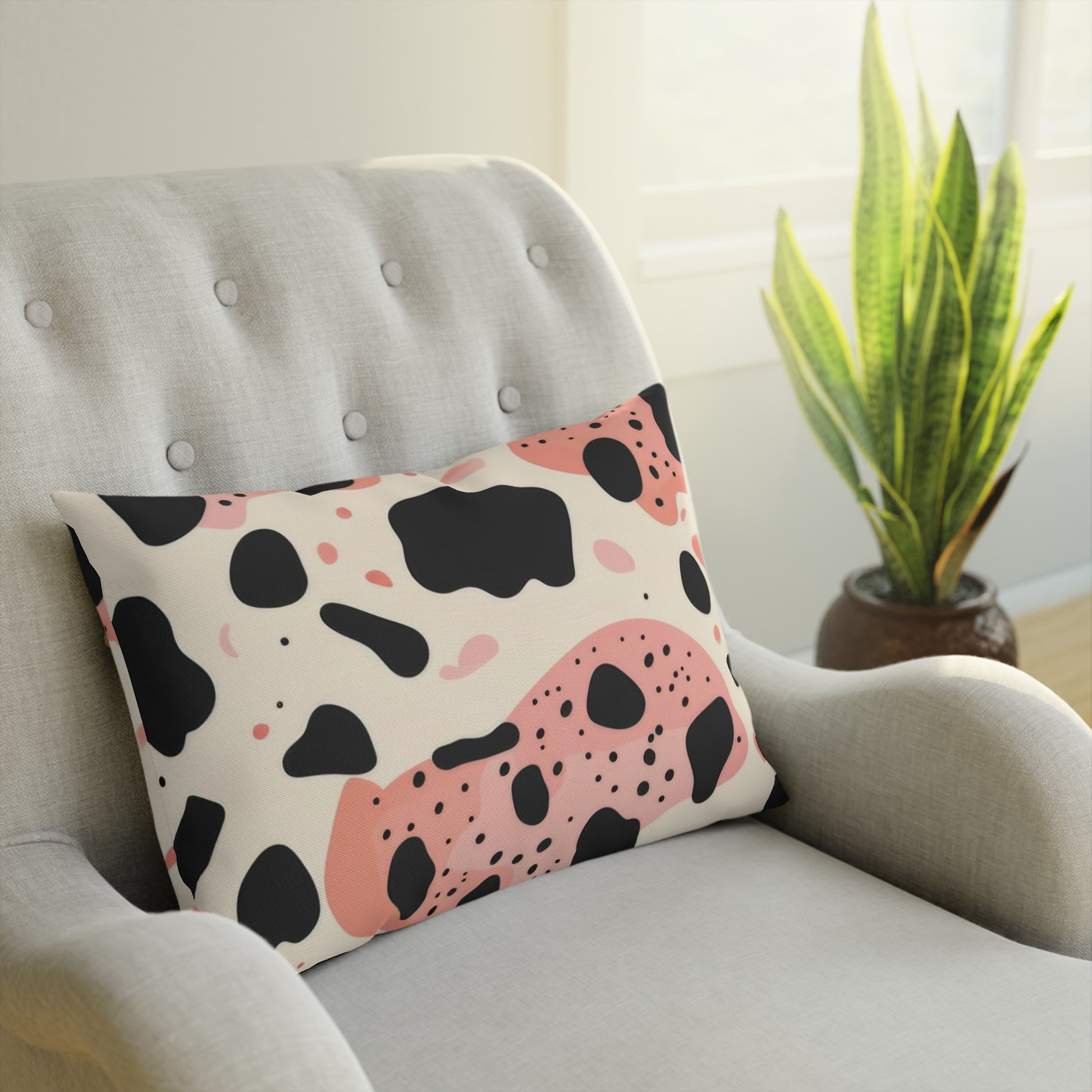 Organic Cow Print Cream and Pink Organic Cow Print Cream and Pink Cushion, Artsulli - Art is Long, Life is Short, Home Decor, , , , , , , 