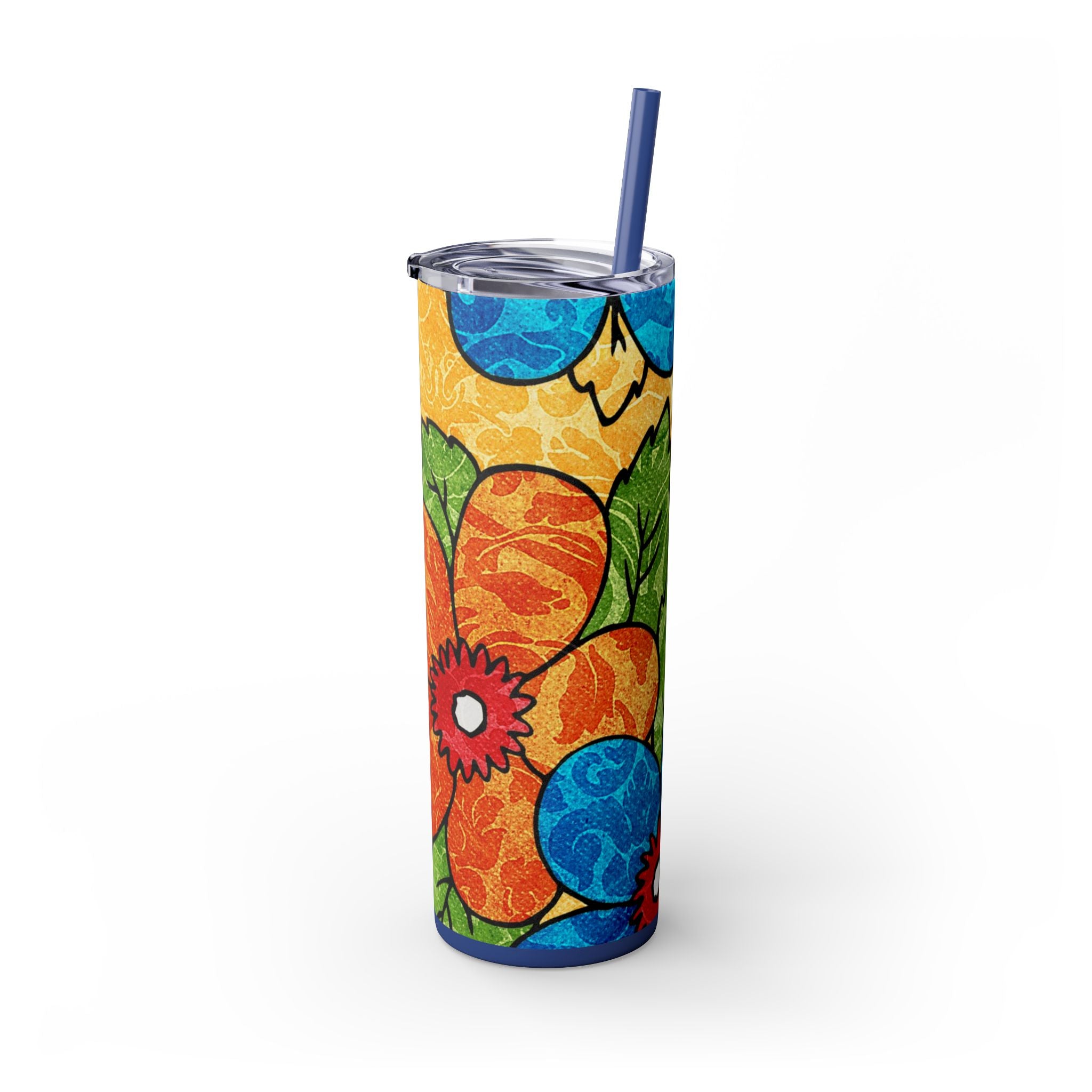 Groovy Yellow Floral Kl Skinny Tumbler with Straw, 20oz, Artsulli - Art is Long, Life is Short, Mug, , , , , , , 