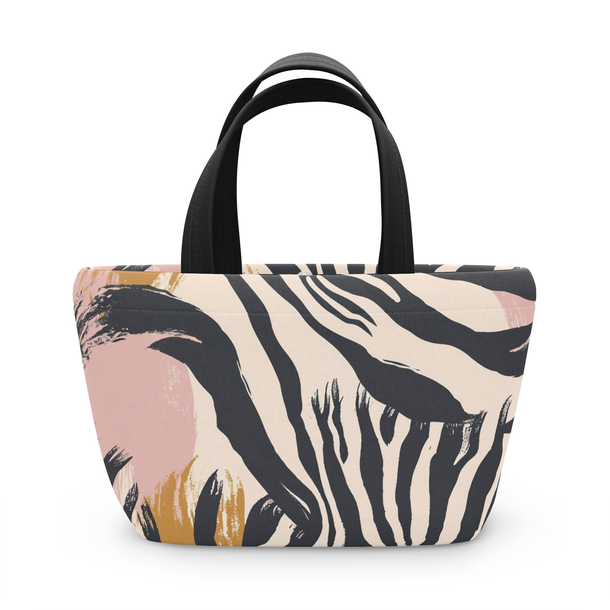 Beige Zebra Jungle Flats Lunch Bag, Artsulli - Art is Long, Life is Short, Bags, Size, 9.3" x 7.7" x 4.7", Color, Black, , , 71615297364166