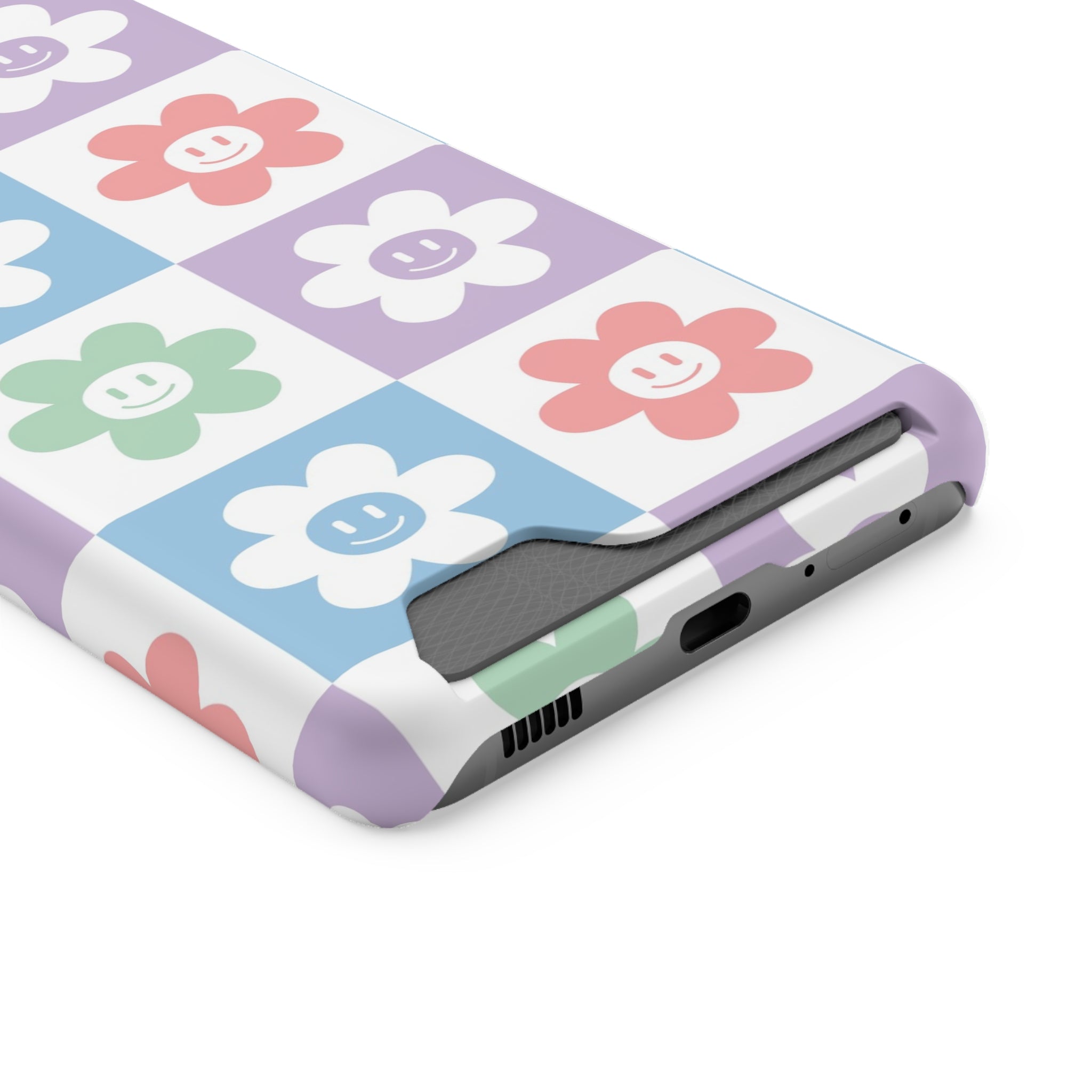 Chessboard x Smiley Face Flowers Multi-Color Phone Case With Card Holder, Artsulli - Art is Long, Life is Short, Phone Case, , , , , , , 