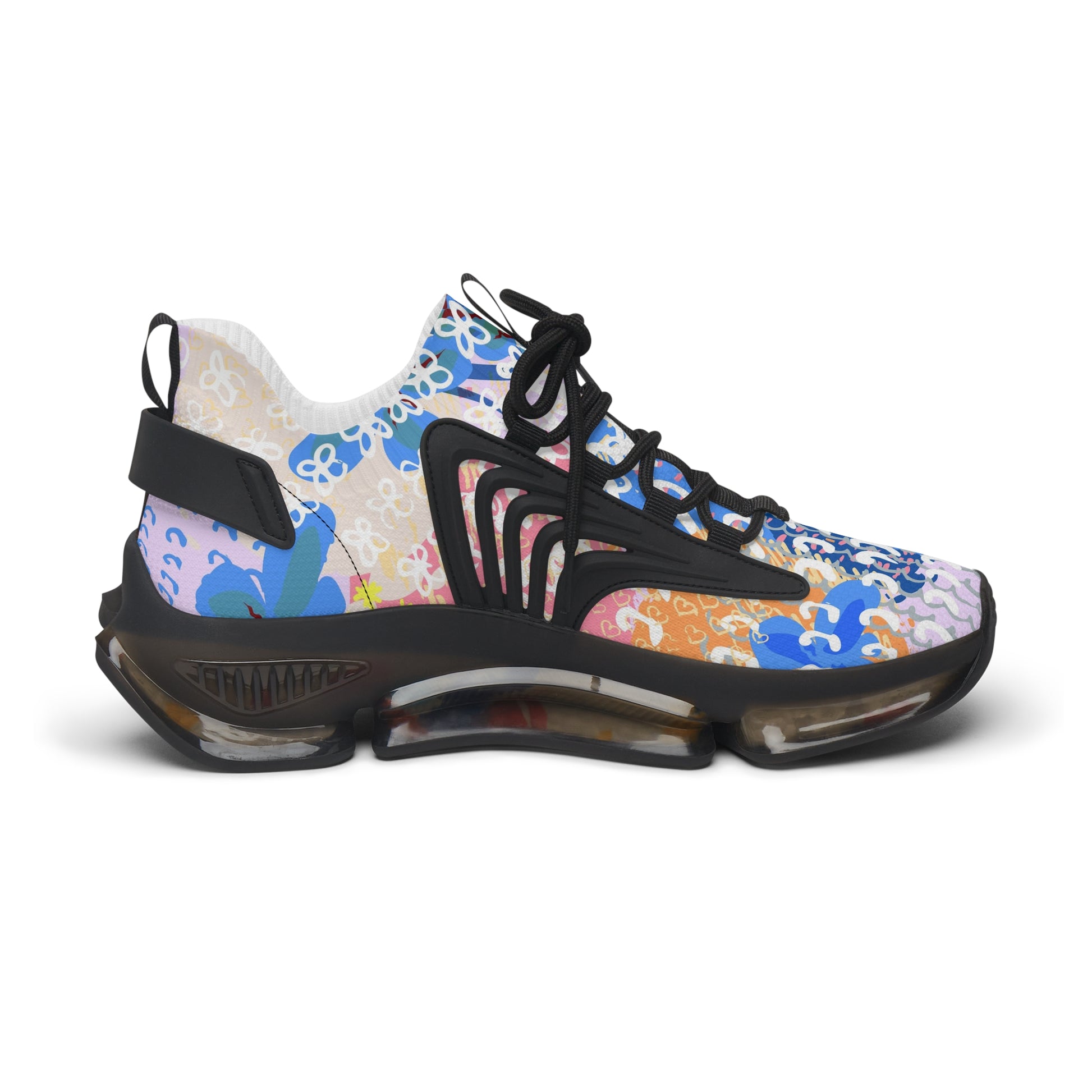 Flowers x Doodles x Hearts Multi-Color Women's Mesh Sneakers, Artsulli - Art is Long, Life is Short, Shoes, , , , , , , 