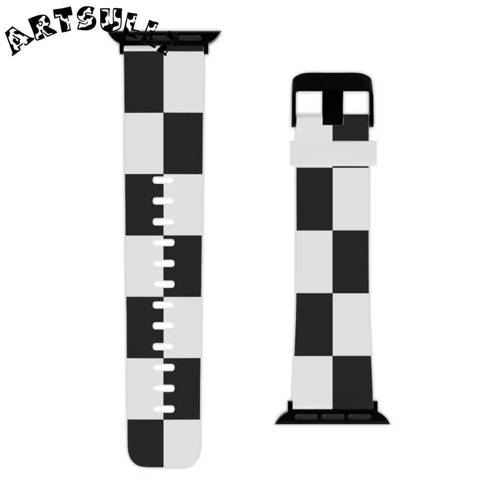 JAKKOUTTHEBXX Checkerboard Black and White Watch Band for Apple