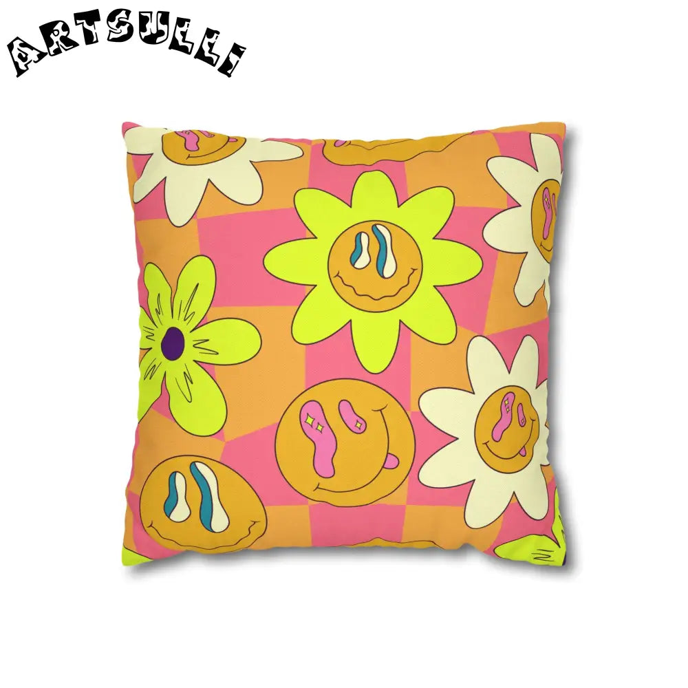 JAKKOUTTHEBXX Trippy Sour Face Rave Spun Polyester Square Pillowcase