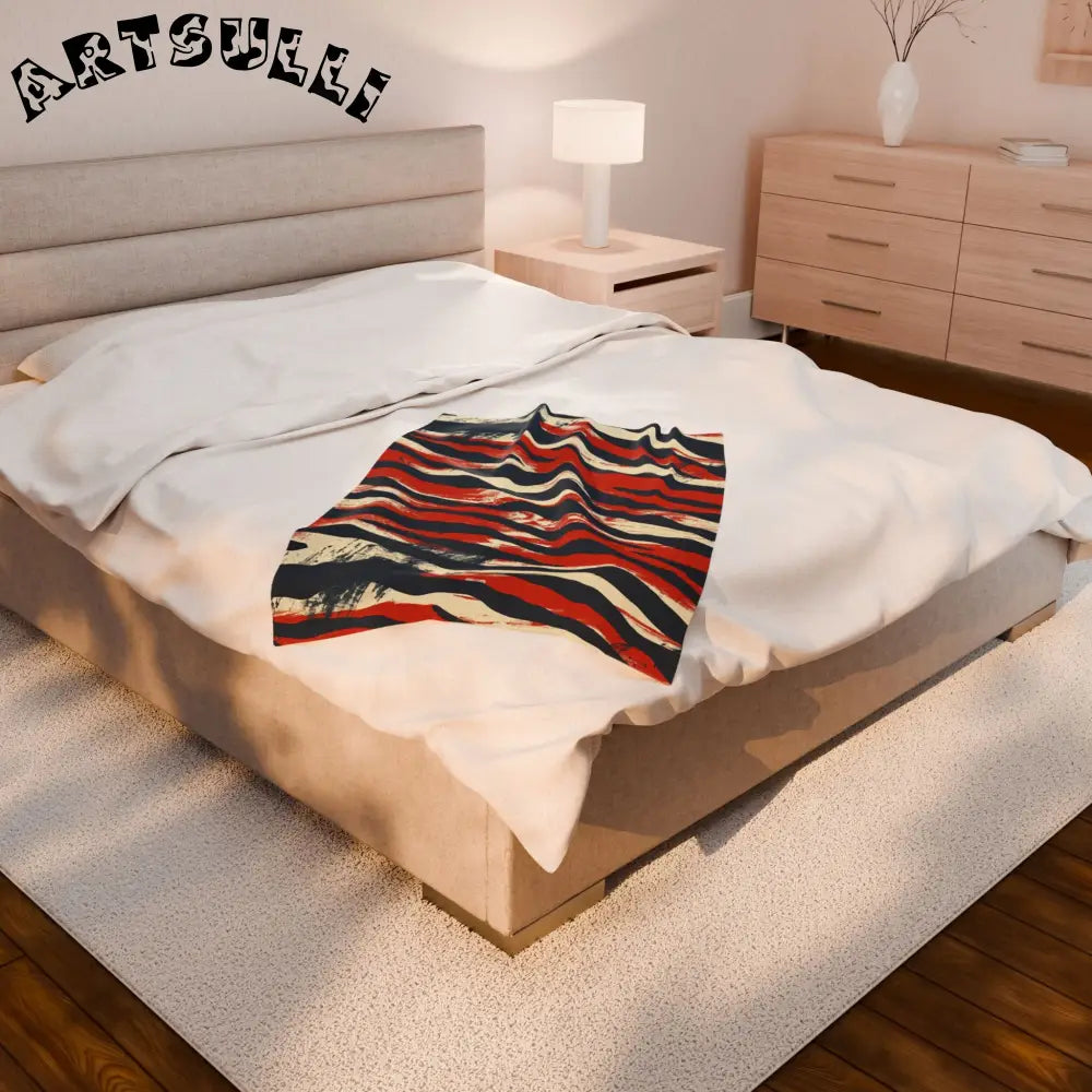 JAKKOUTTHEBXX Capricious Tiger Wave Velveteen Plush Blanket