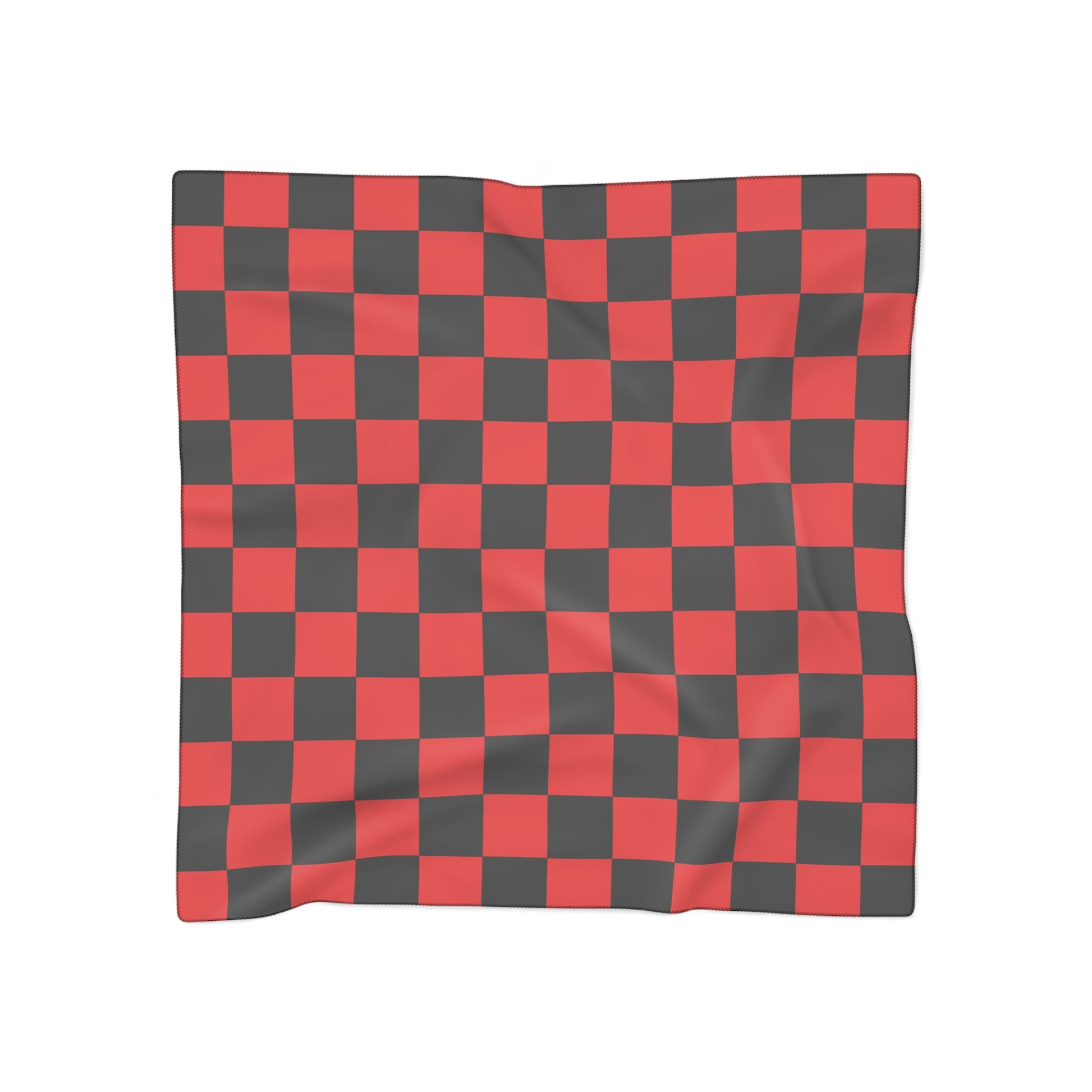 Checkerboard Red and Black Poly Scarf, Artsulli - Art is Long, Life is Short, Accessories, Color, Poly chiffon, Size, 25" × 25", , , 31223649253623690513