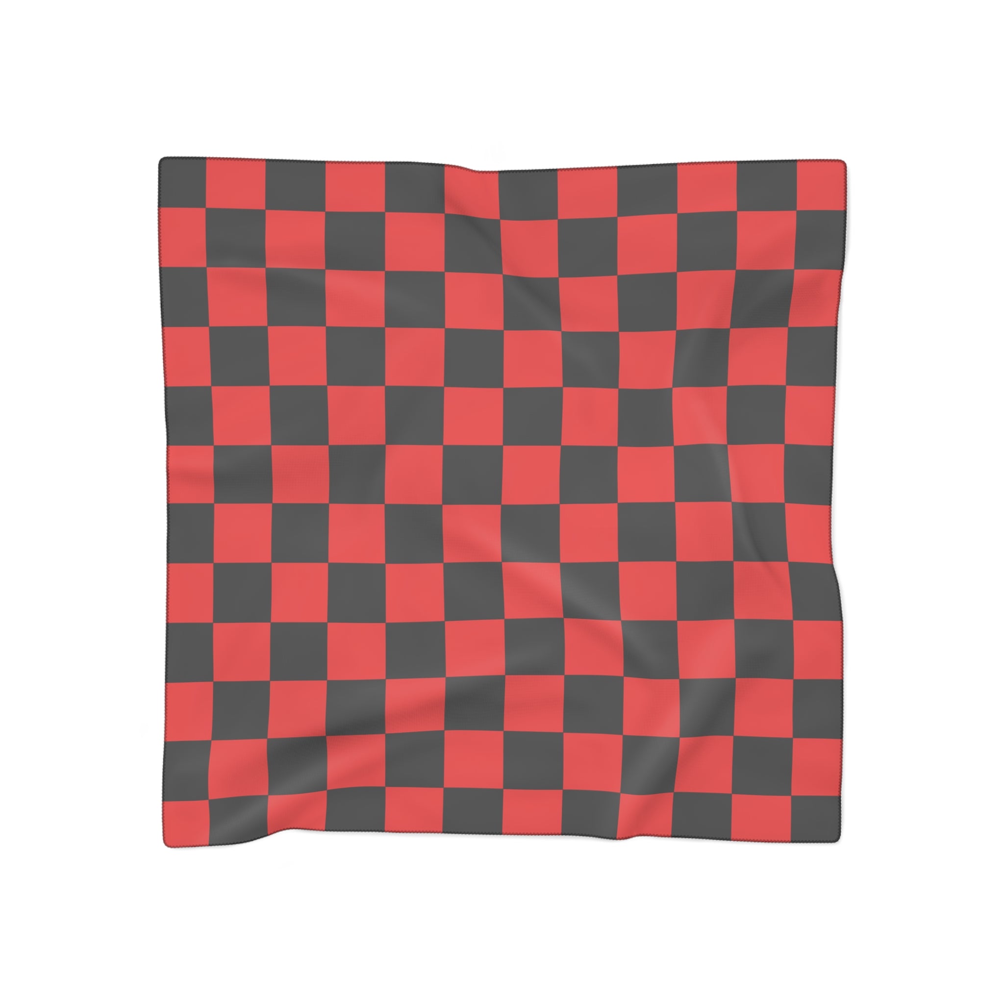 Checkerboard Red and Black Poly Scarf, Artsulli - Art is Long, Life is Short, Accessories, Color, Poly chiffon, Size, 25" × 25", , , 31223649253623690513