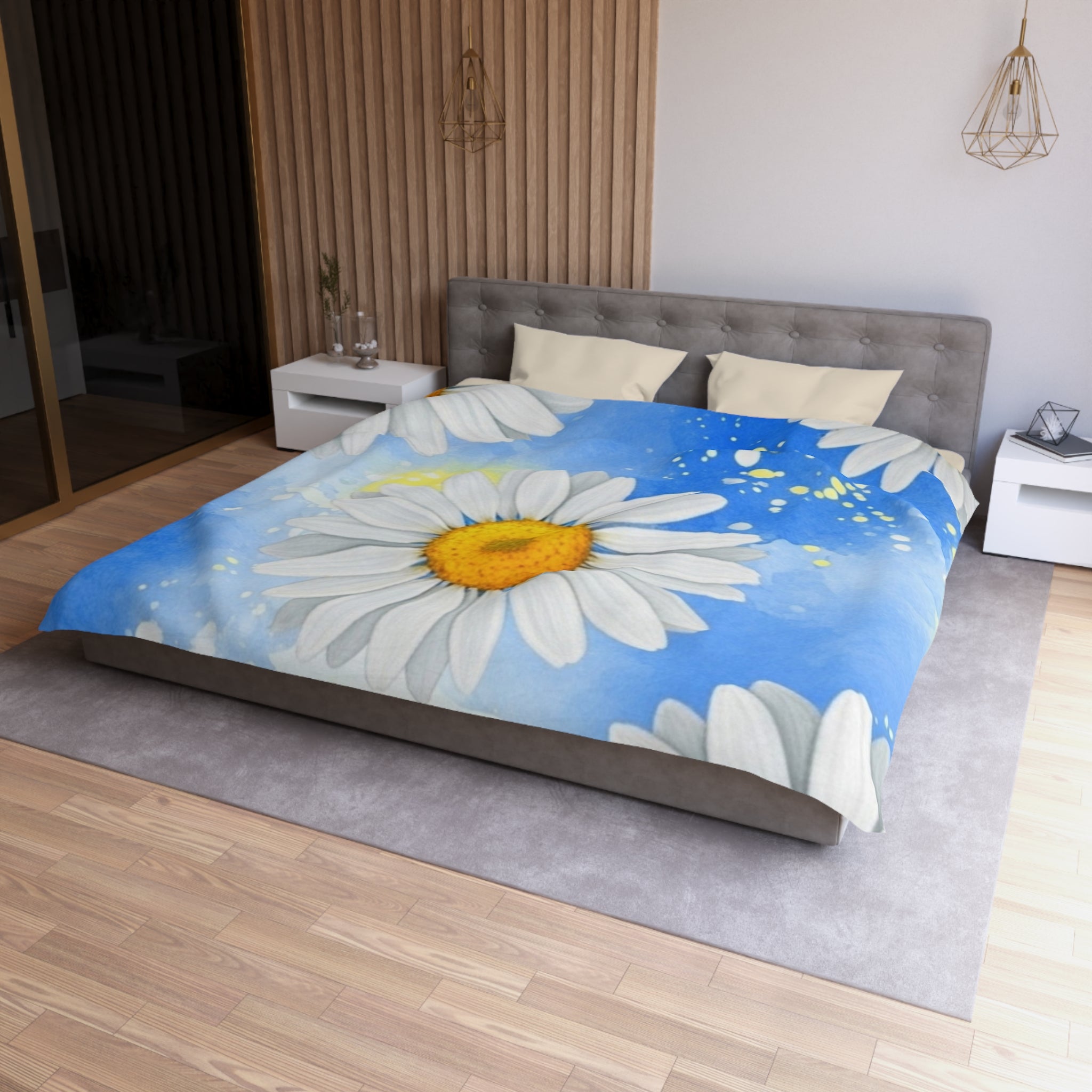 Daisies Microfiber Duvet Cover, Artsulli - Art is Long, Life is Short, Home Decor, , , , , , , 