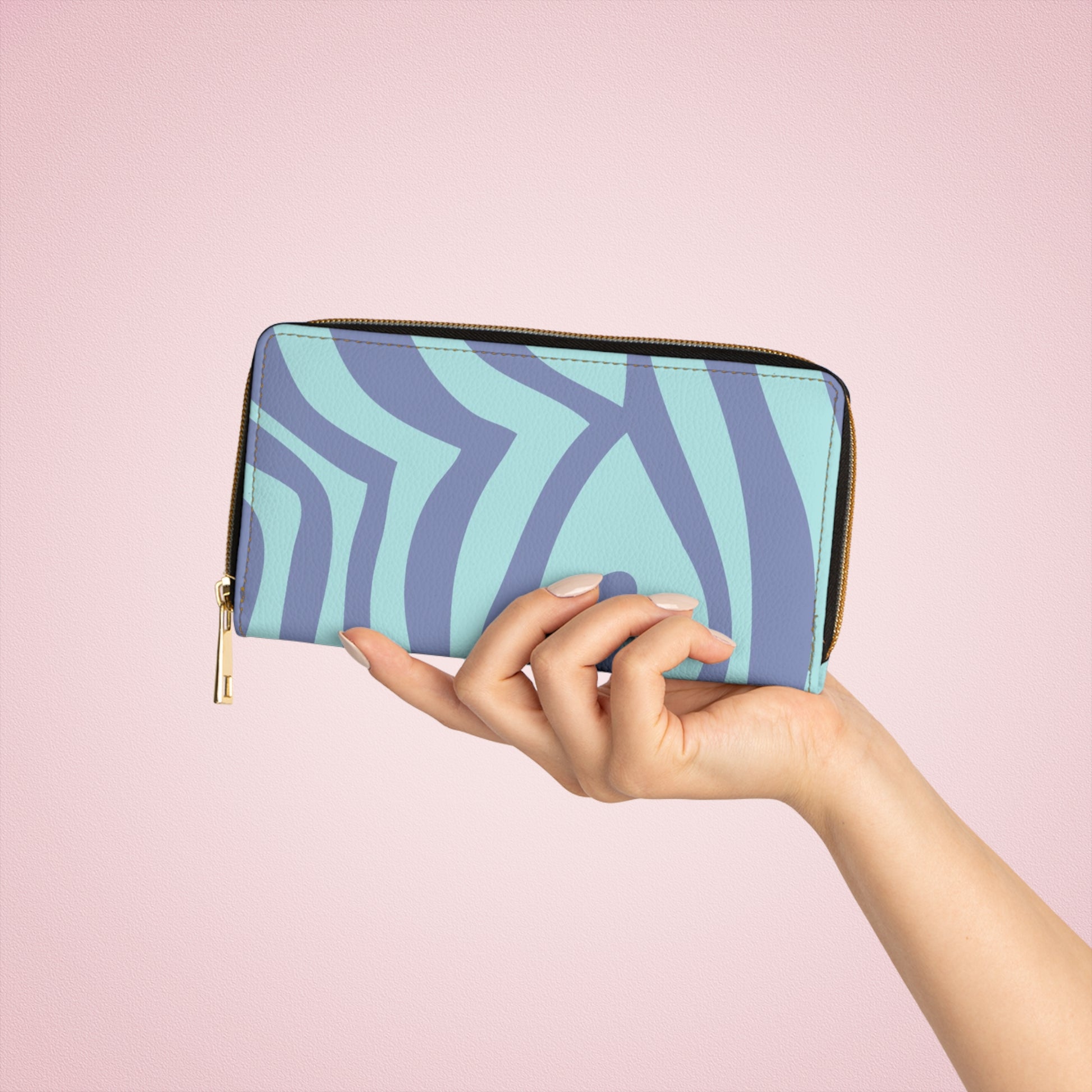 Melting Zebra Stripes Purple and Blue Zipper Wallet, Artsulli - Art is Long, Life is Short, Accessories, , , , , , , 